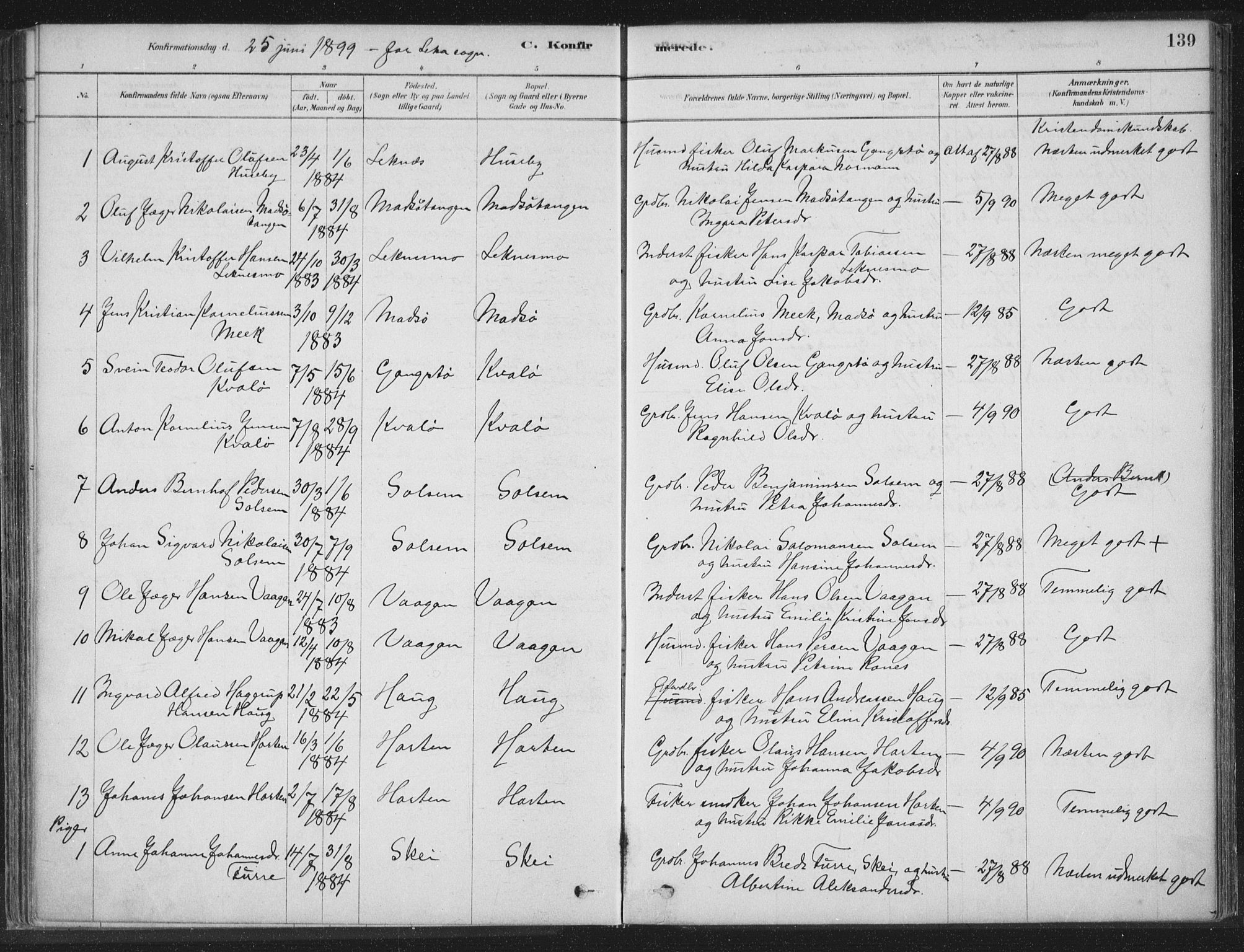 Ministerialprotokoller, klokkerbøker og fødselsregistre - Nord-Trøndelag, SAT/A-1458/788/L0697: Parish register (official) no. 788A04, 1878-1902, p. 139