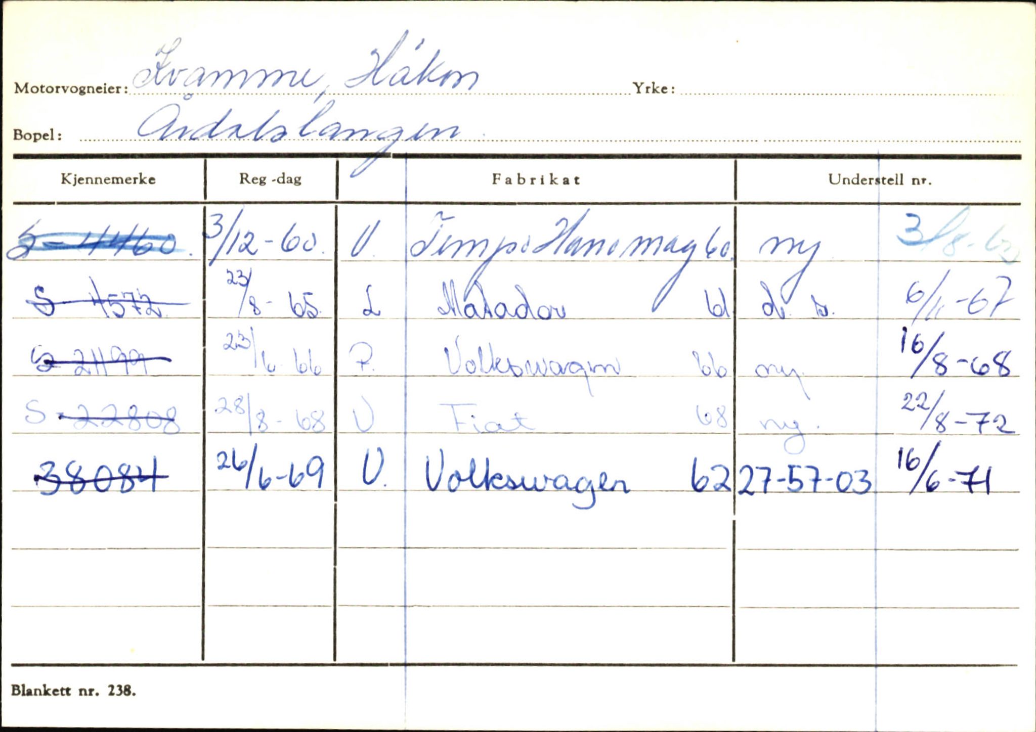 Statens vegvesen, Sogn og Fjordane vegkontor, SAB/A-5301/4/F/L0145: Registerkort Vågsøy S-Å. Årdal I-P, 1945-1975, p. 1307