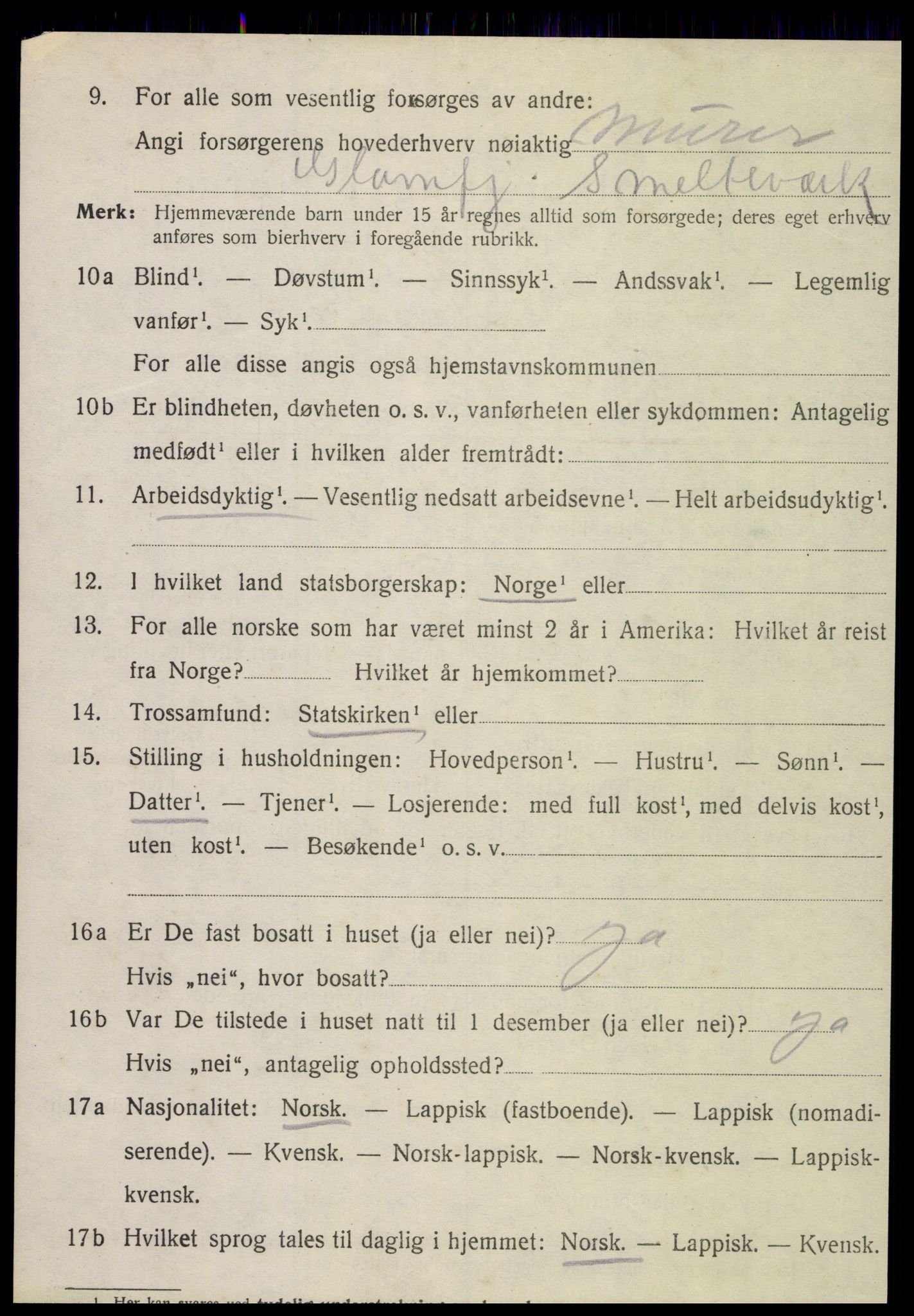 SAT, 1920 census for Meløy, 1920, p. 5928