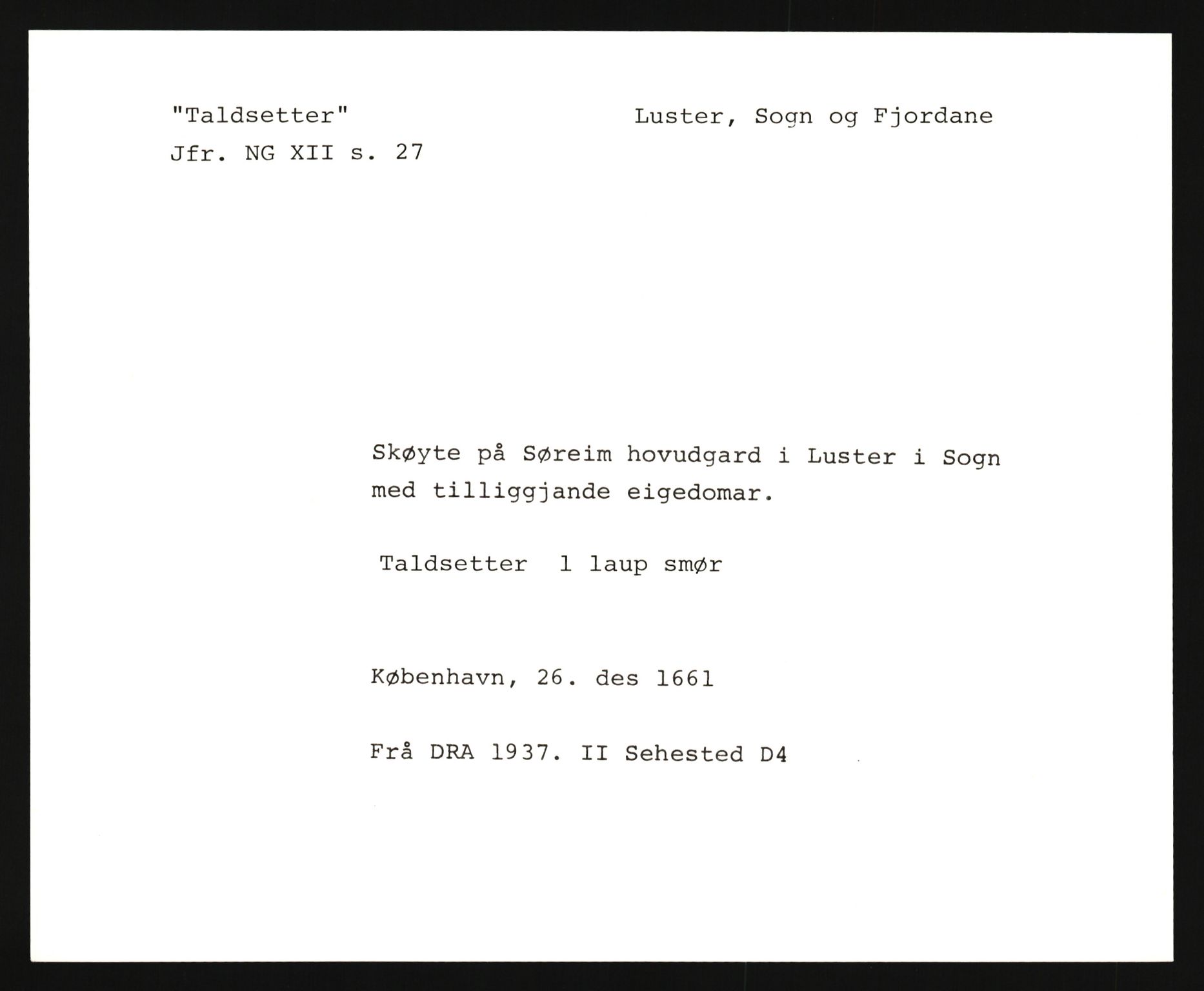 Riksarkivets diplomsamling, AV/RA-EA-5965/F35/F35e/L0030: Registreringssedler Sogn og Fjordane, 1400-1700, p. 93