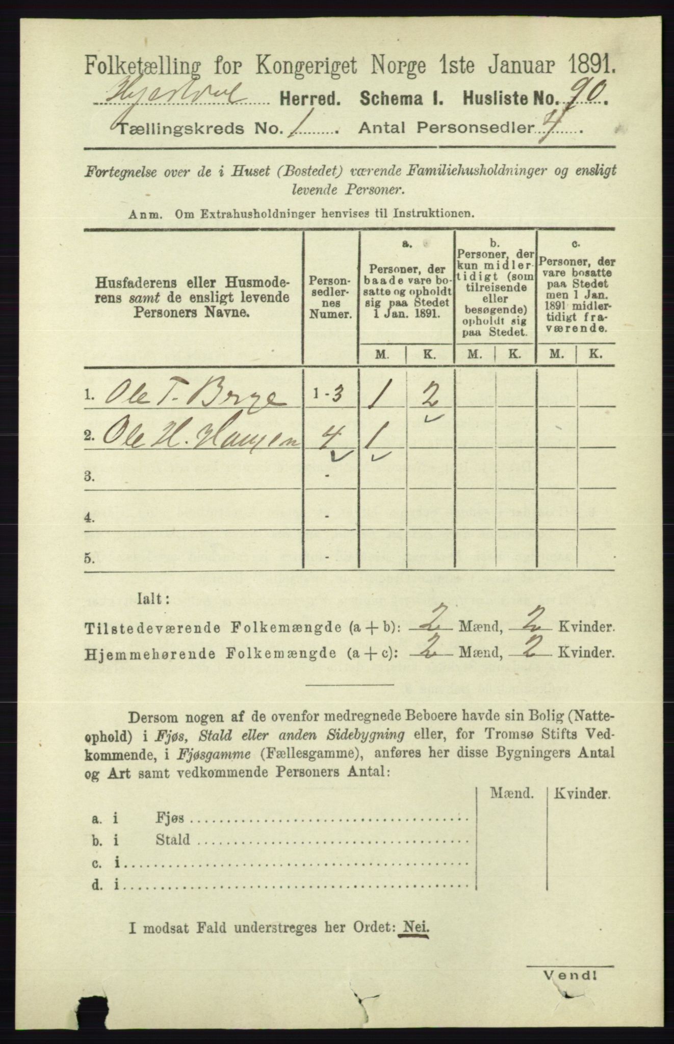 RA, 1891 census for 0827 Hjartdal, 1891, p. 114