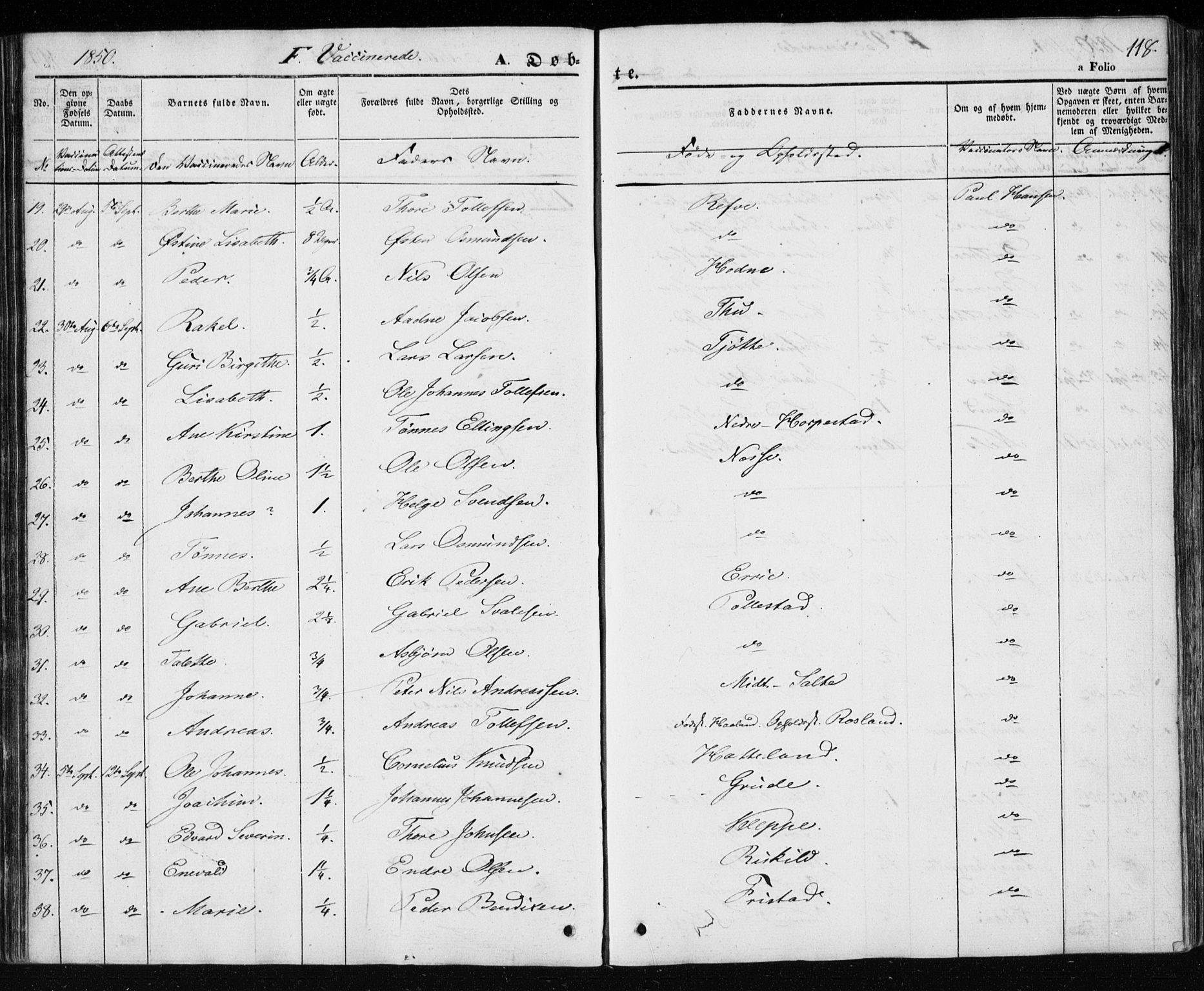 Klepp sokneprestkontor, AV/SAST-A-101803/001/3/30BA/L0004: Parish register (official) no. A 4, 1842-1852, p. 118