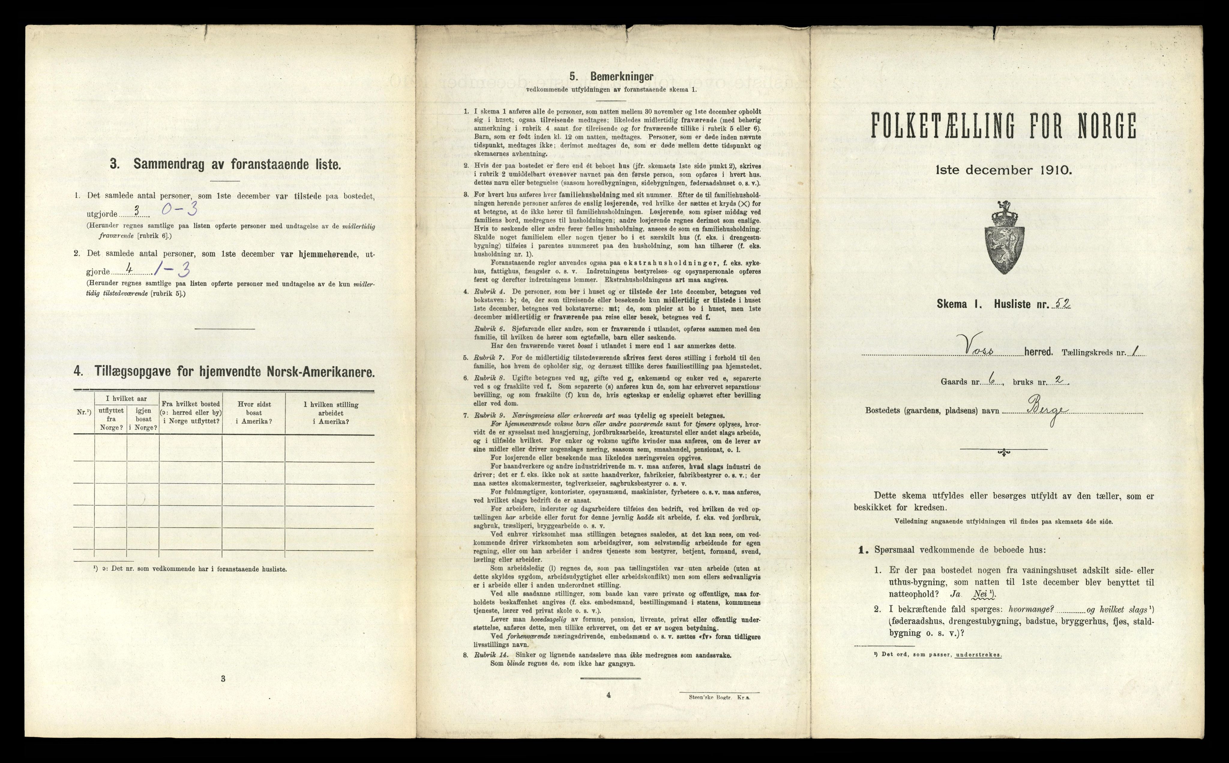 RA, 1910 census for Voss, 1910, p. 170