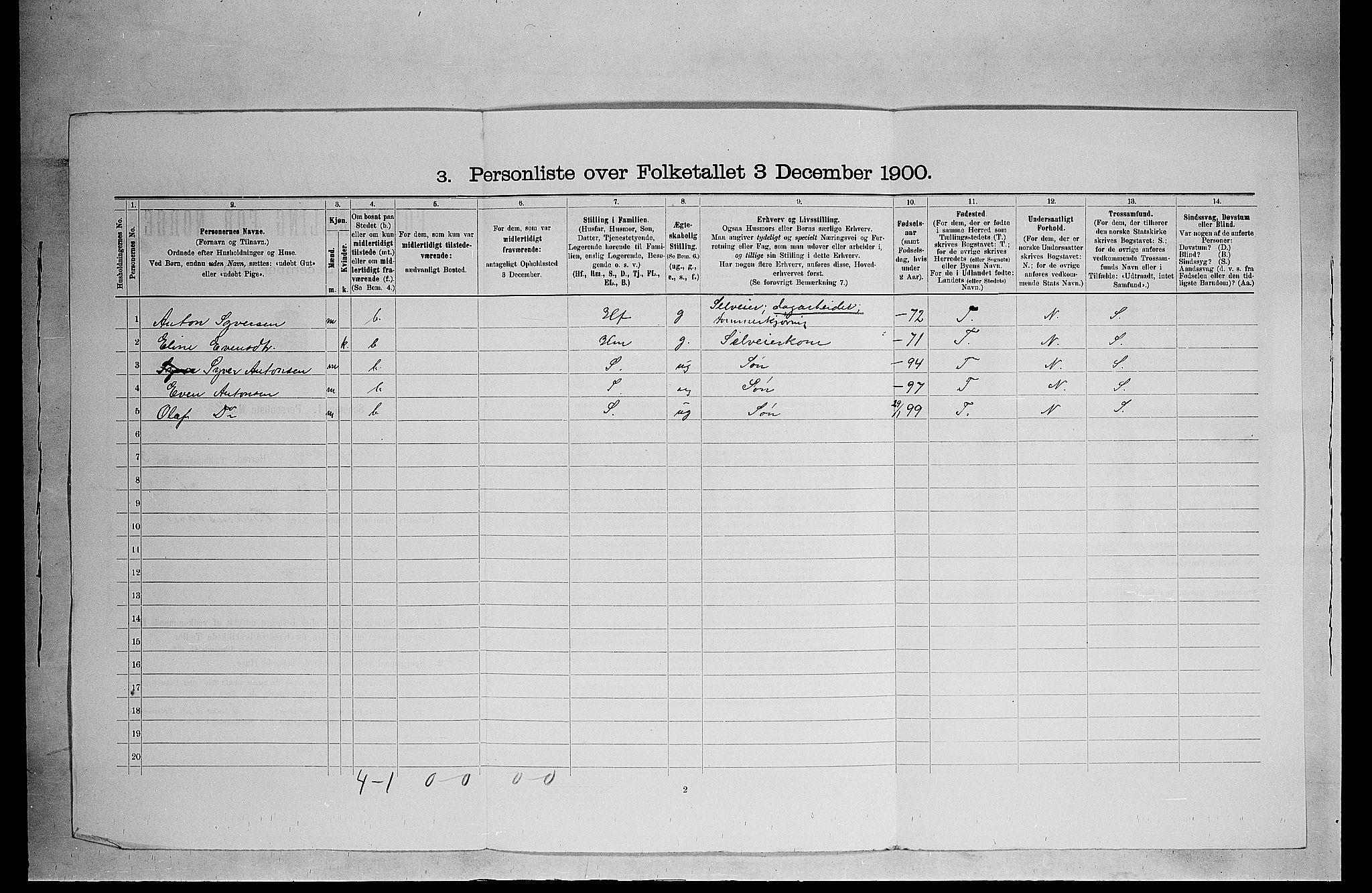 SAH, 1900 census for Ringsaker, 1900, p. 166