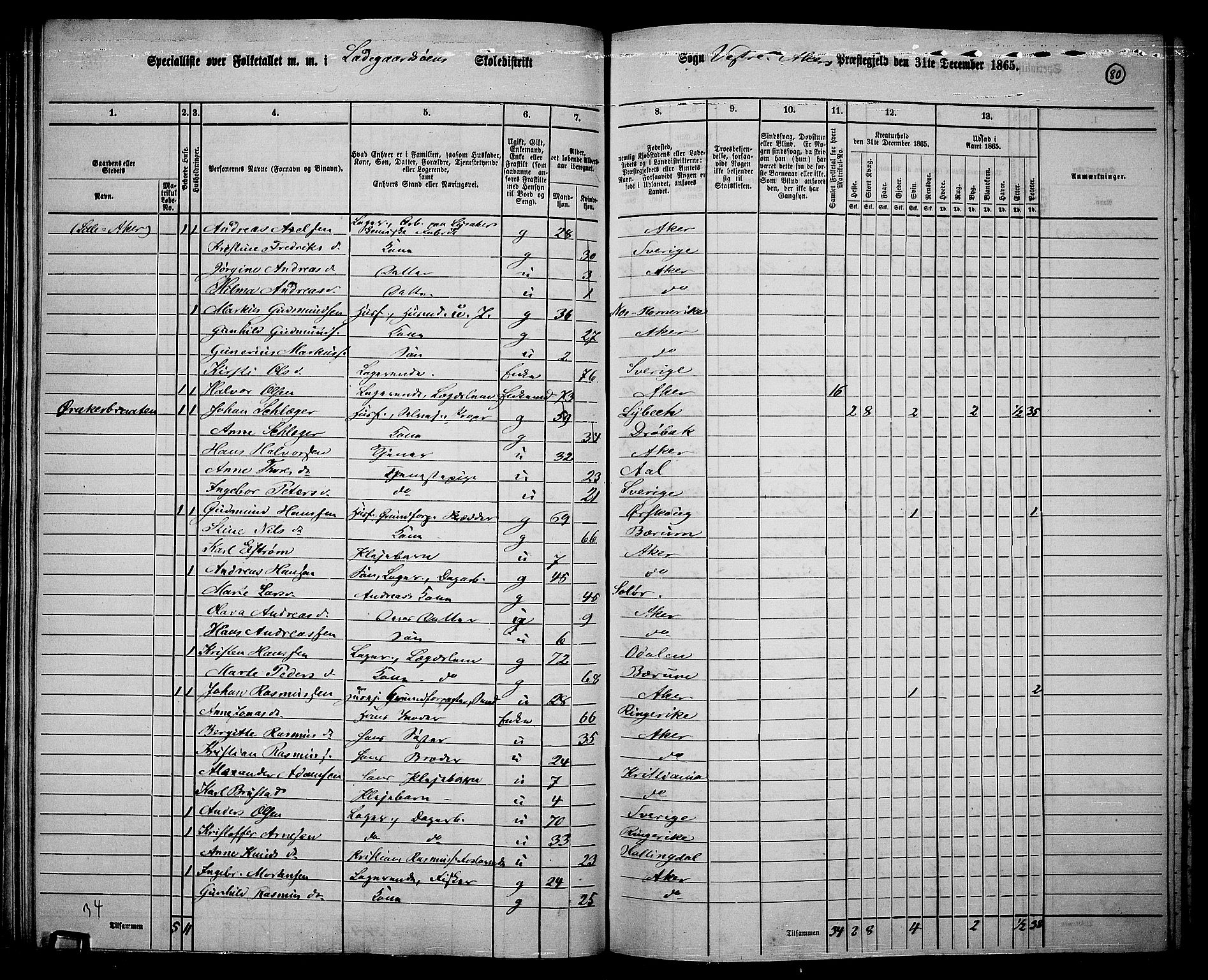 RA, 1865 census for Vestre Aker, 1865, p. 77