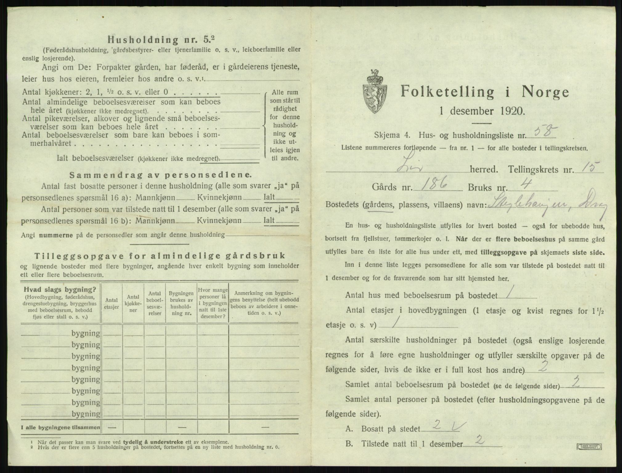 SAKO, 1920 census for Lier, 1920, p. 2723