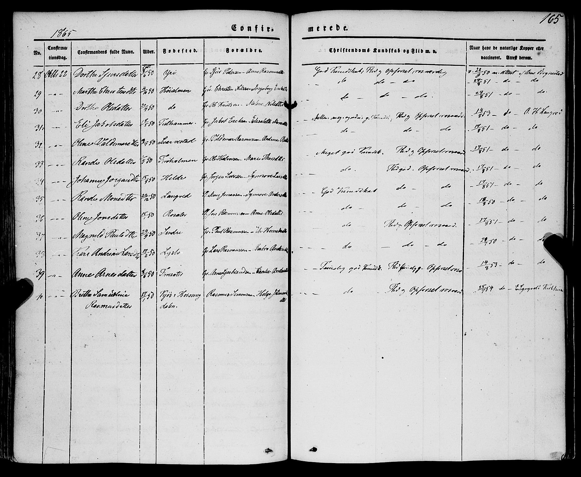 Innvik sokneprestembete, SAB/A-80501: Parish register (official) no. A 5, 1847-1865, p. 165