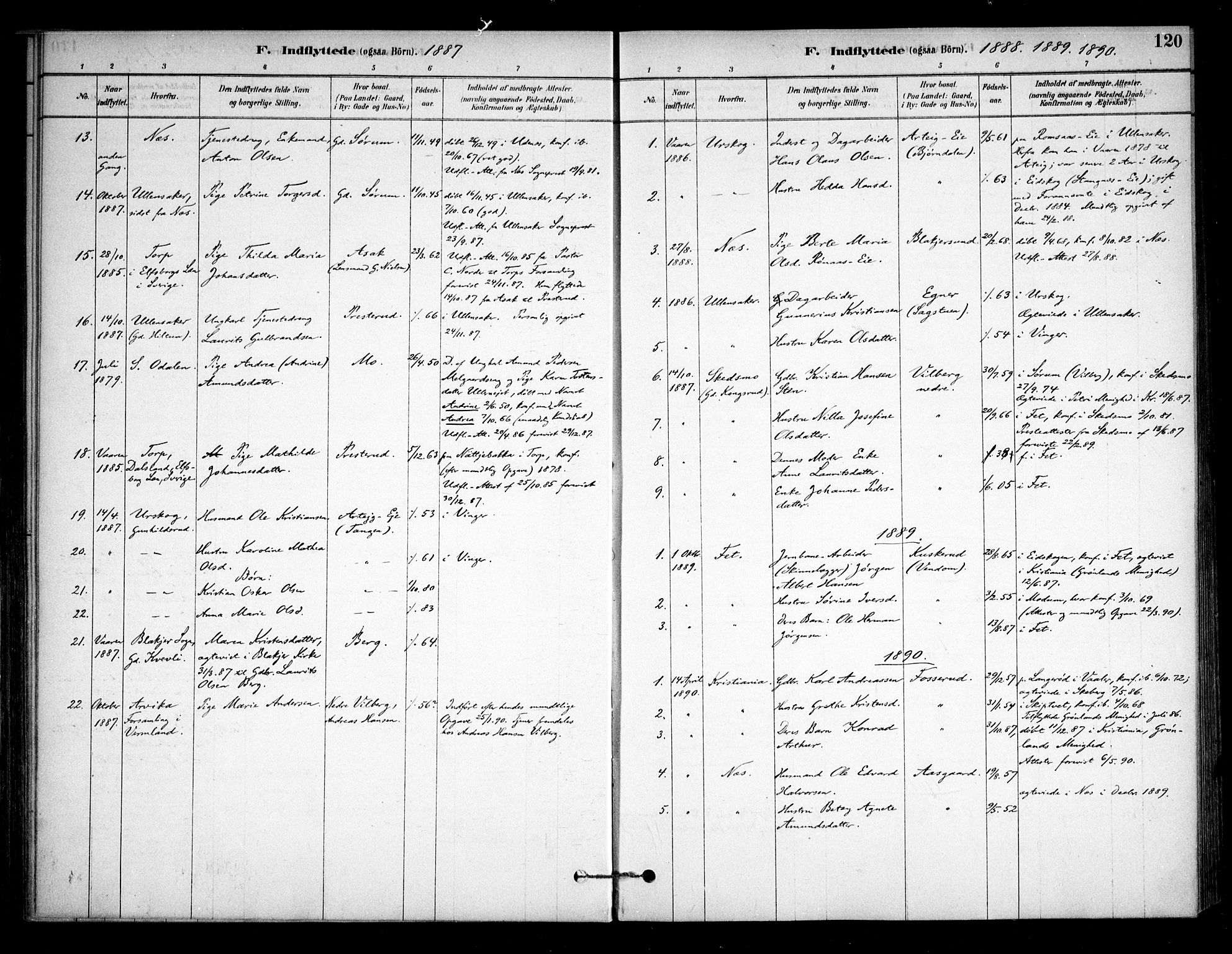 Sørum prestekontor Kirkebøker, AV/SAO-A-10303/F/Fa/L0008: Parish register (official) no. I 8, 1878-1914, p. 120