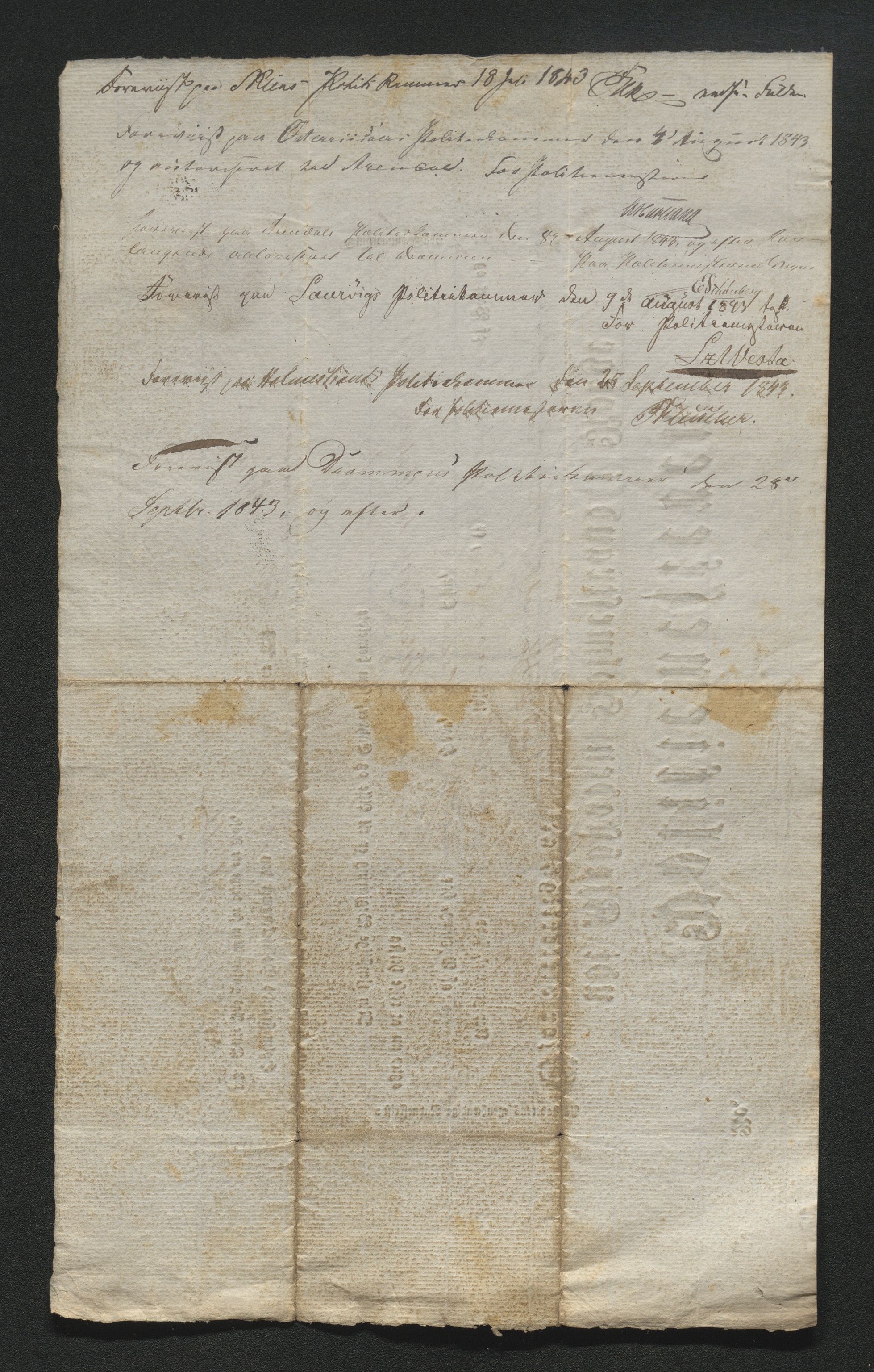 Drammen politikammer, SAKO/A-623/I/Ia/Iab/L0007: Innleverte pass, 1843-1844, p. 250