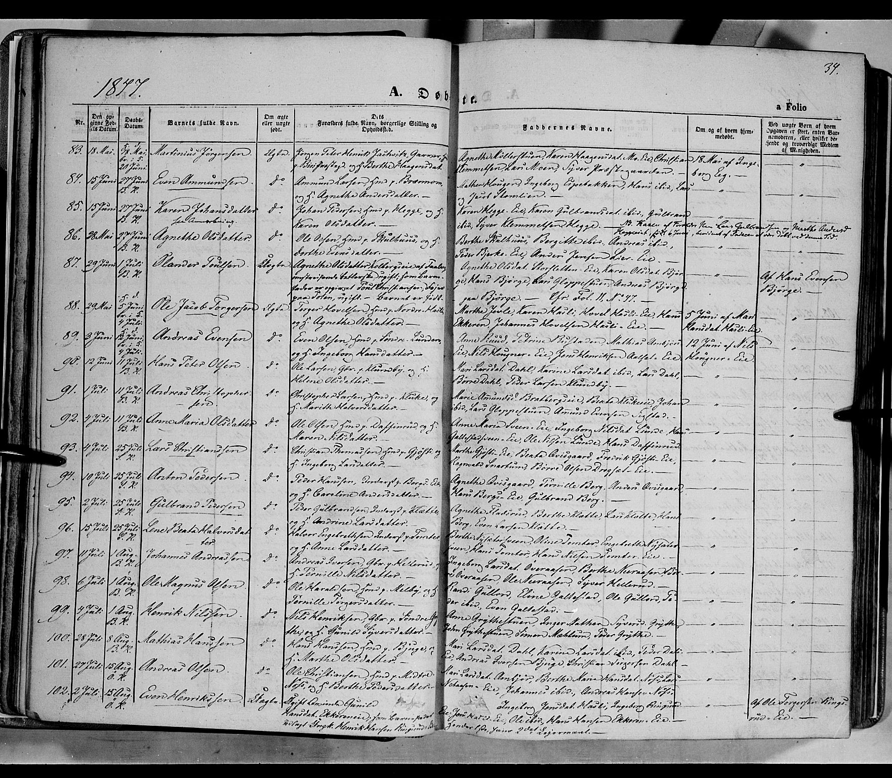 Biri prestekontor, SAH/PREST-096/H/Ha/Haa/L0005: Parish register (official) no. 5, 1843-1854, p. 34