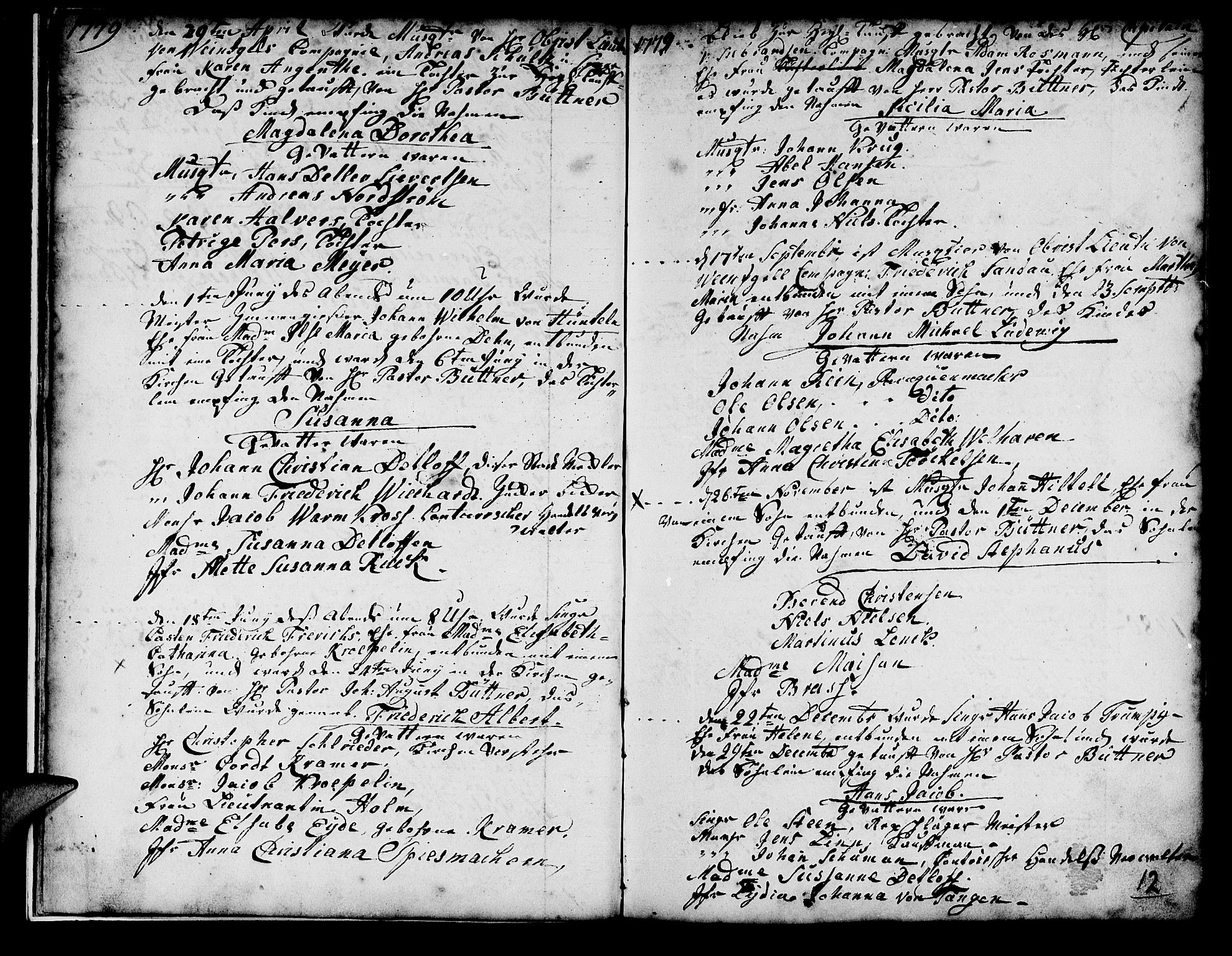 Mariakirken Sokneprestembete, AV/SAB-A-76901/H/Haa/L0001: Parish register (official) no. A 1, 1740-1784, p. 12