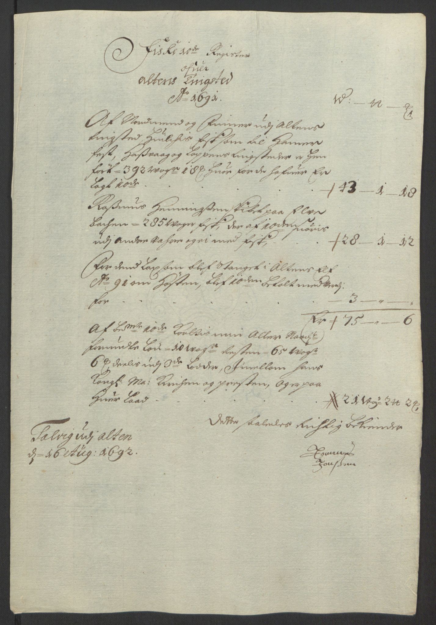 Rentekammeret inntil 1814, Reviderte regnskaper, Fogderegnskap, AV/RA-EA-4092/R69/L4851: Fogderegnskap Finnmark/Vardøhus, 1691-1700, p. 70