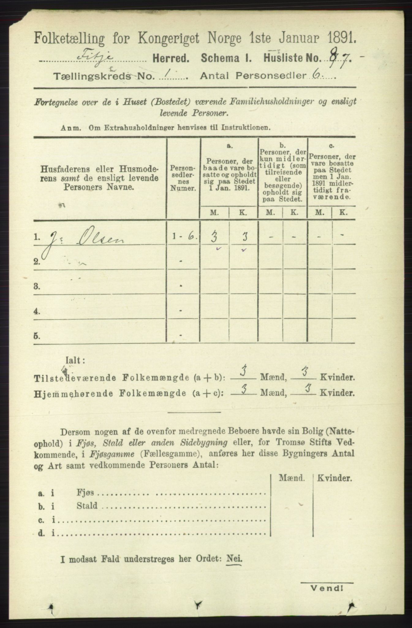 RA, 1891 census for 1222 Fitjar, 1891, p. 106