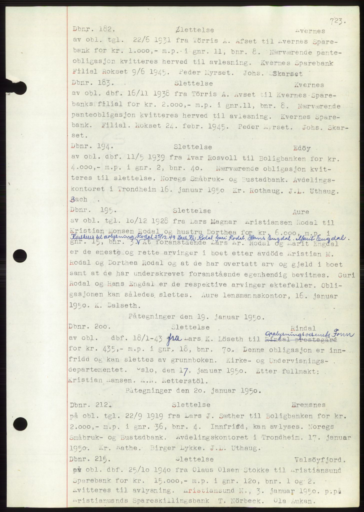 Nordmøre sorenskriveri, SAT/A-4132/1/2/2Ca: Mortgage book no. C82b, 1946-1951, Diary no: : 182/1950