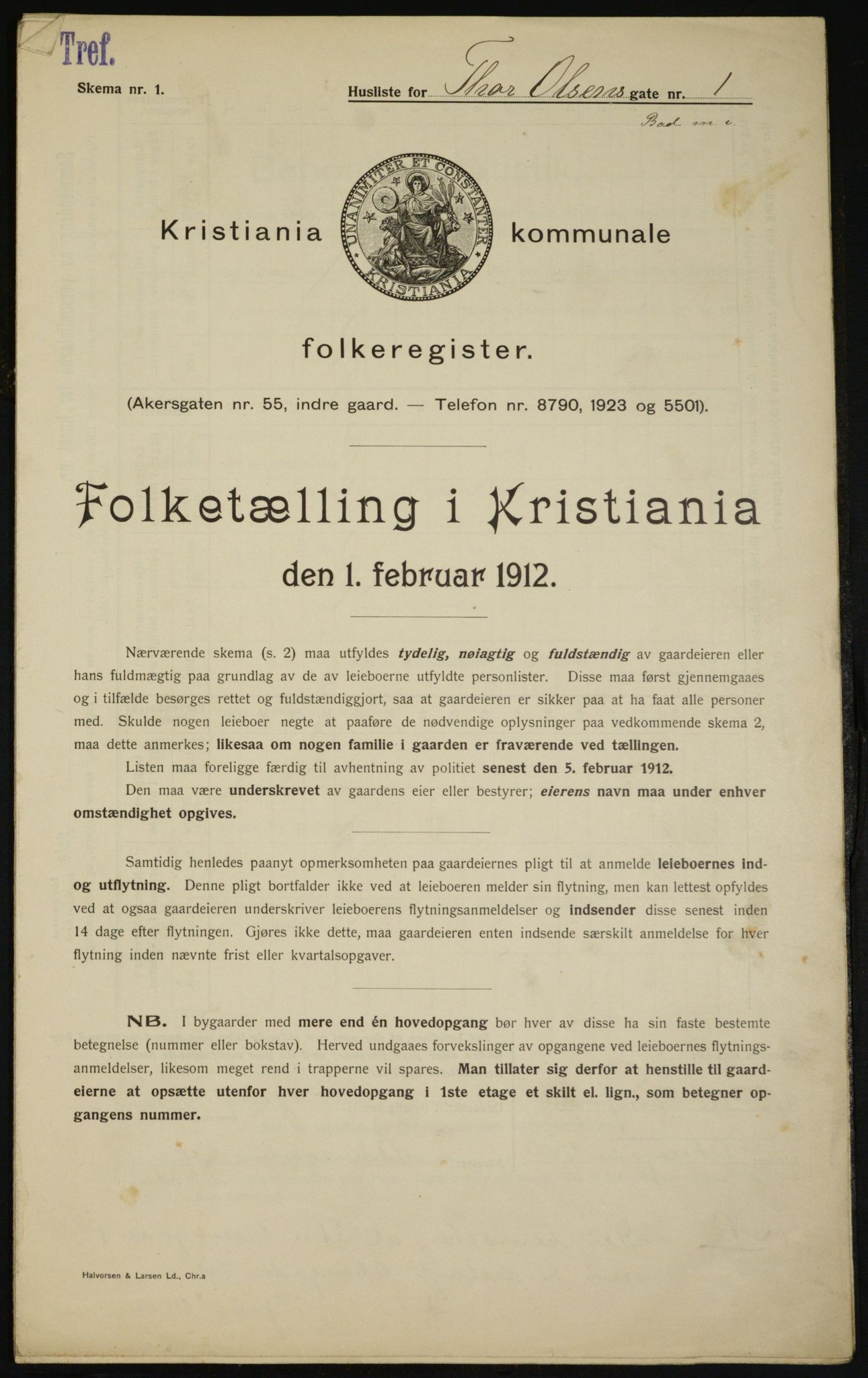 OBA, Municipal Census 1912 for Kristiania, 1912, p. 109243