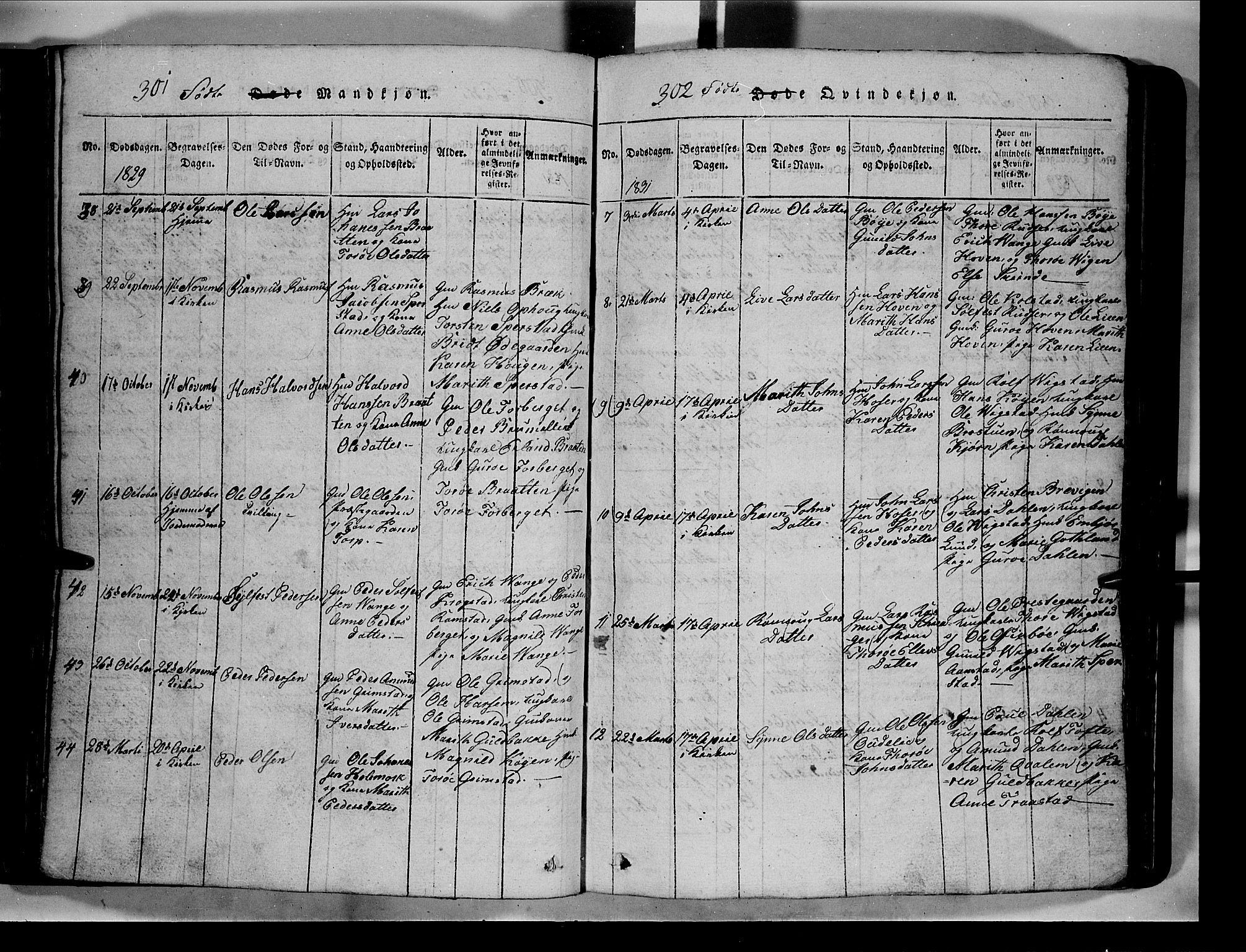 Lom prestekontor, AV/SAH-PREST-070/L/L0003: Parish register (copy) no. 3, 1815-1844, p. 301-302