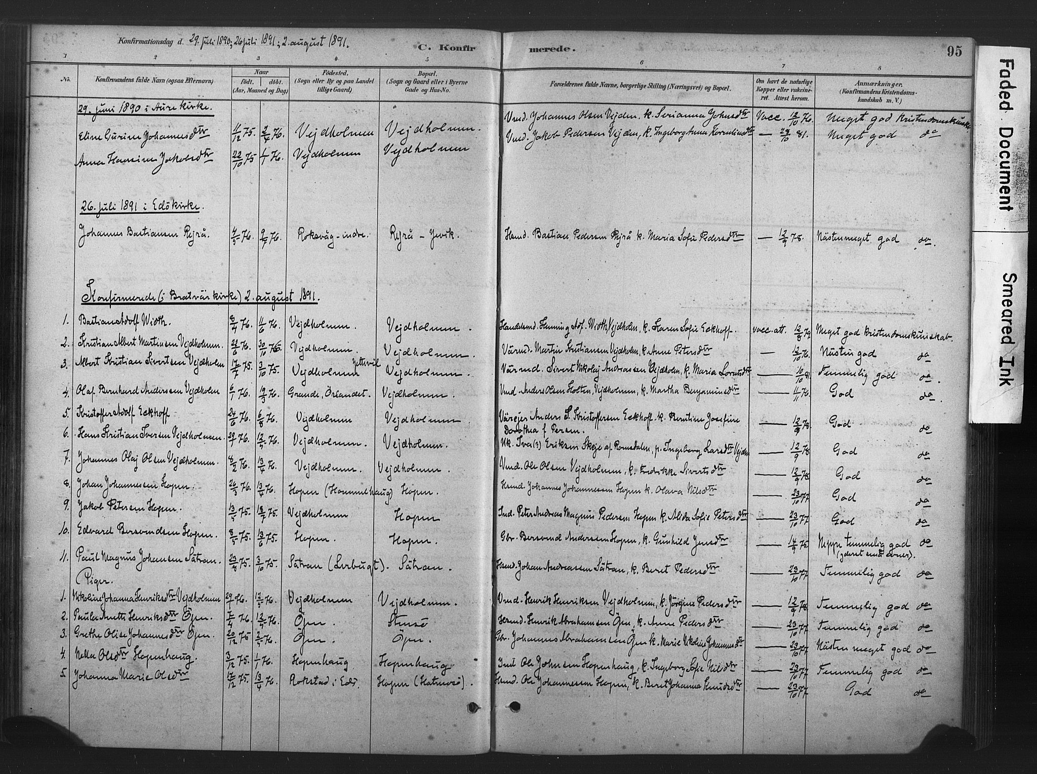 Ministerialprotokoller, klokkerbøker og fødselsregistre - Møre og Romsdal, AV/SAT-A-1454/583/L0954: Parish register (official) no. 583A01, 1880-1906, p. 95