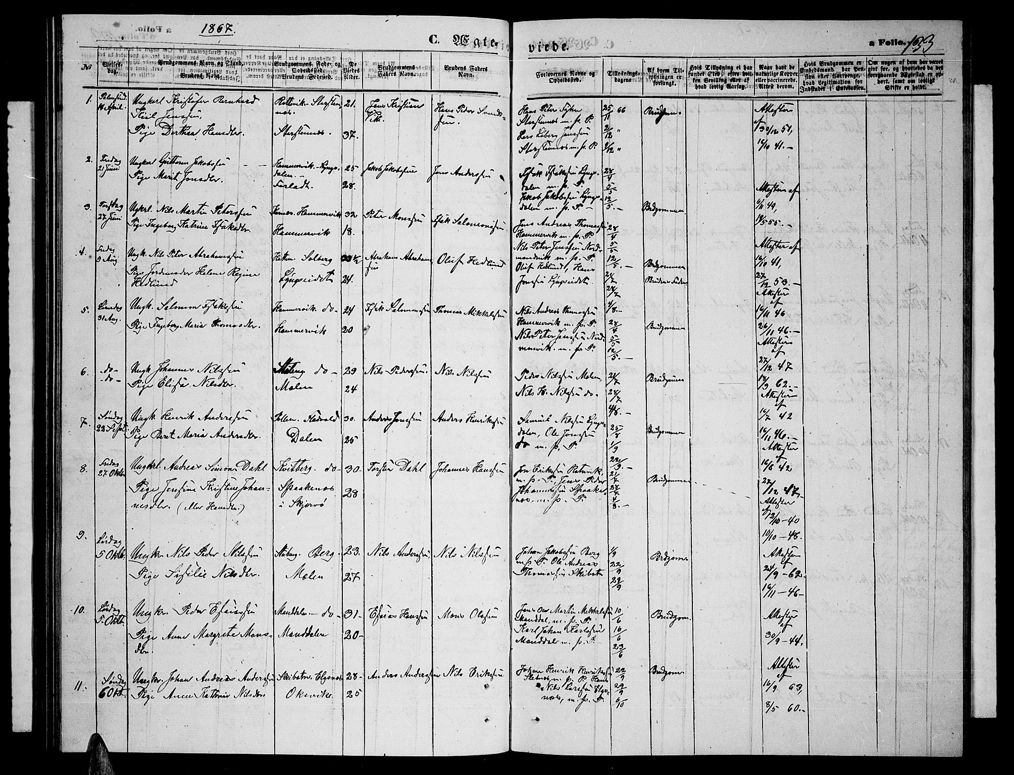 Lyngen sokneprestembete, AV/SATØ-S-1289/H/He/Heb/L0003klokker: Parish register (copy) no. 3, 1861-1867, p. 133