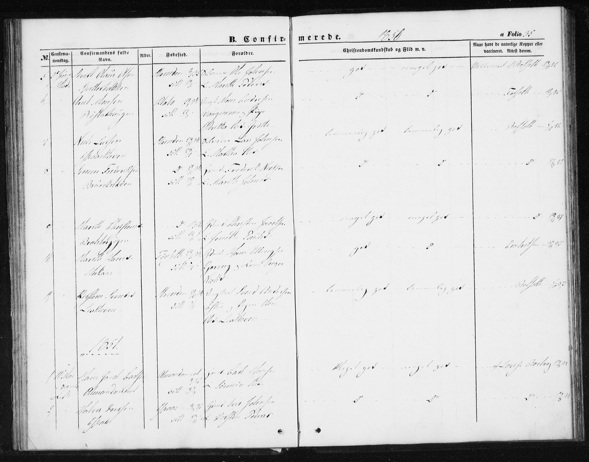 Ministerialprotokoller, klokkerbøker og fødselsregistre - Sør-Trøndelag, SAT/A-1456/608/L0332: Parish register (official) no. 608A01, 1848-1861, p. 35