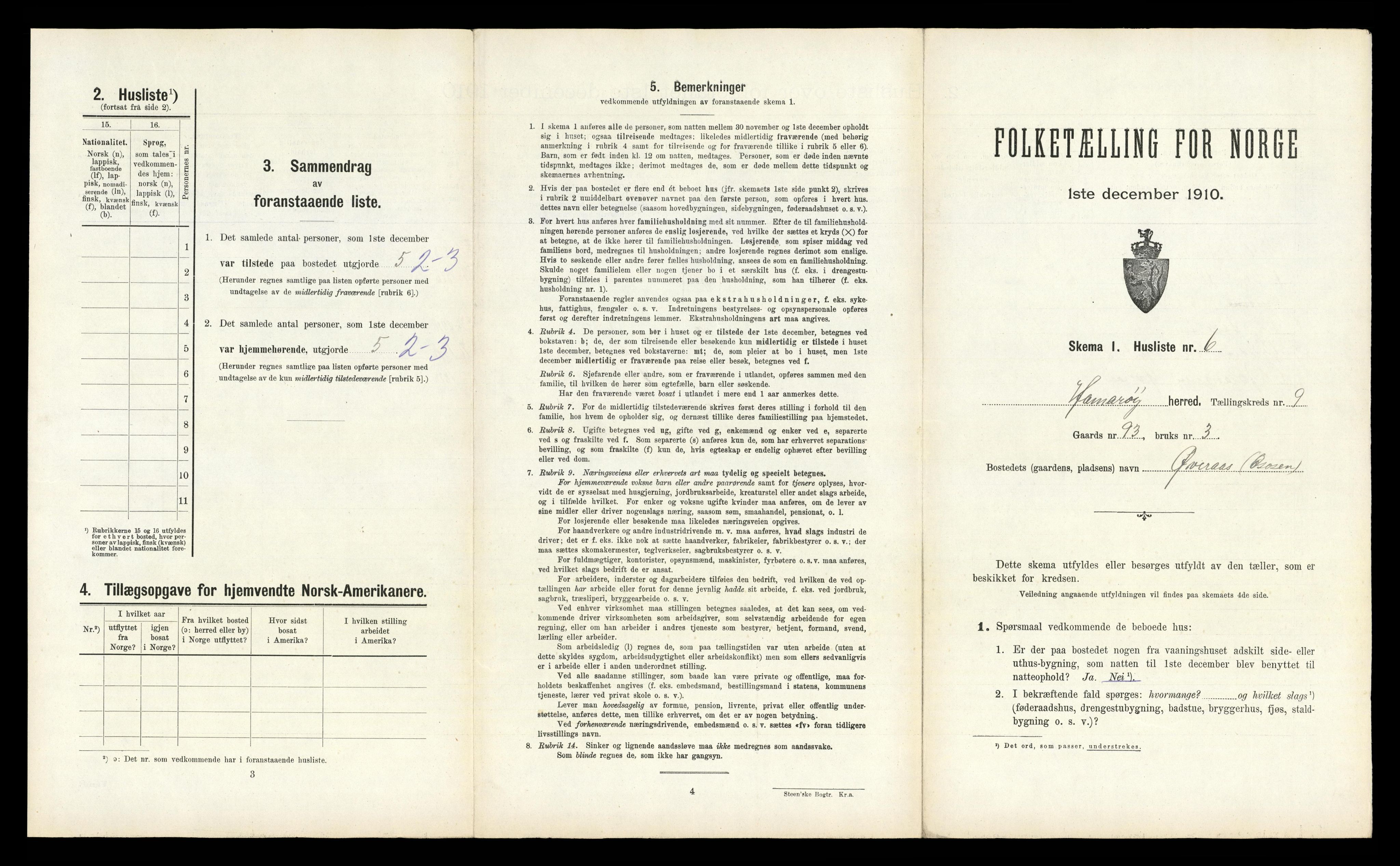 RA, 1910 census for Hamarøy, 1910, p. 916