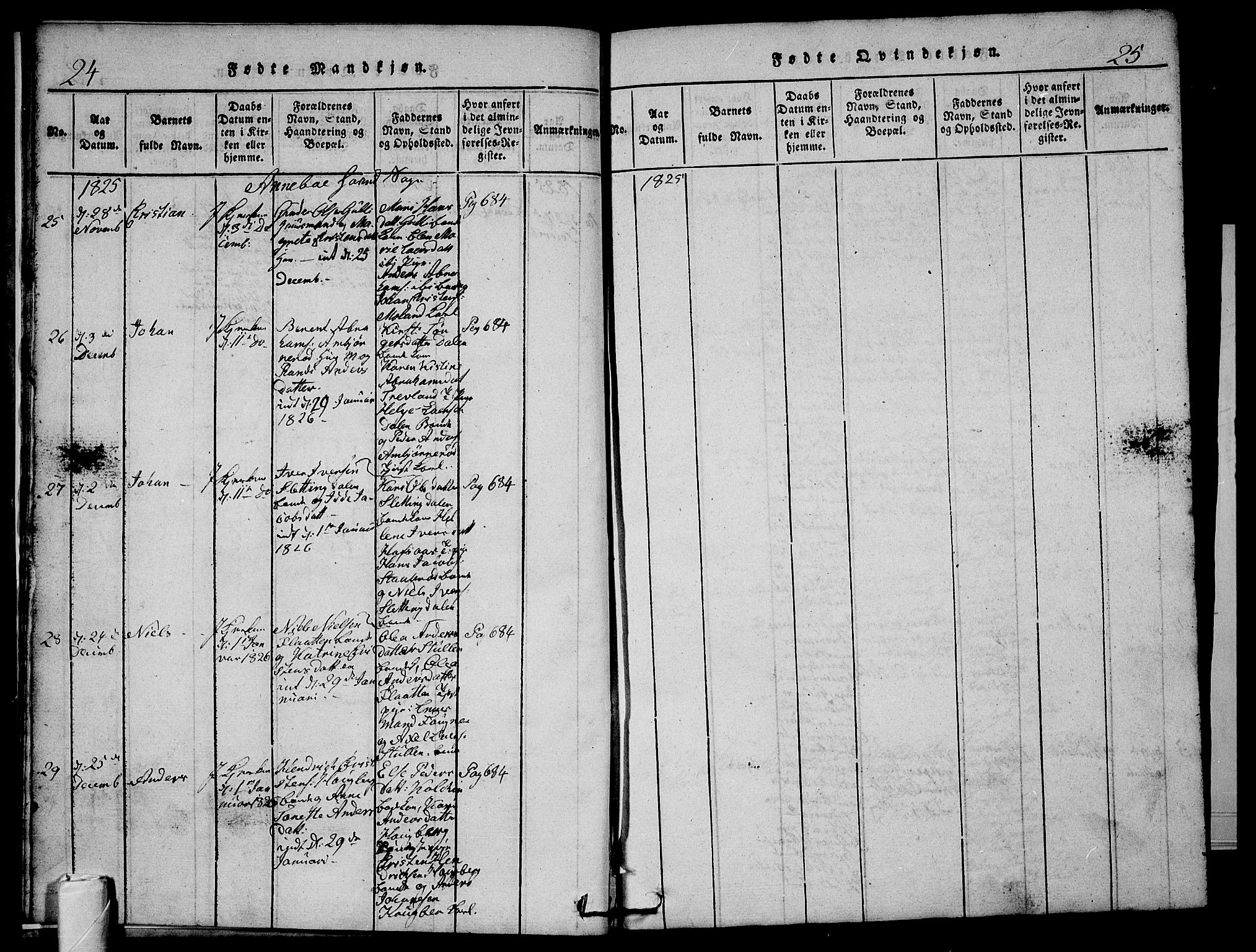 Andebu kirkebøker, AV/SAKO-A-336/G/Ga/L0002: Parish register (copy) no. I 2 /1, 1823-1832, p. 24-25