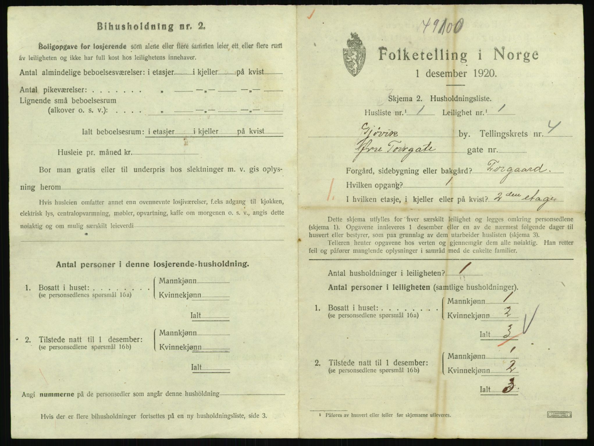 SAH, 1920 census for Gjøvik, 1920, p. 1752