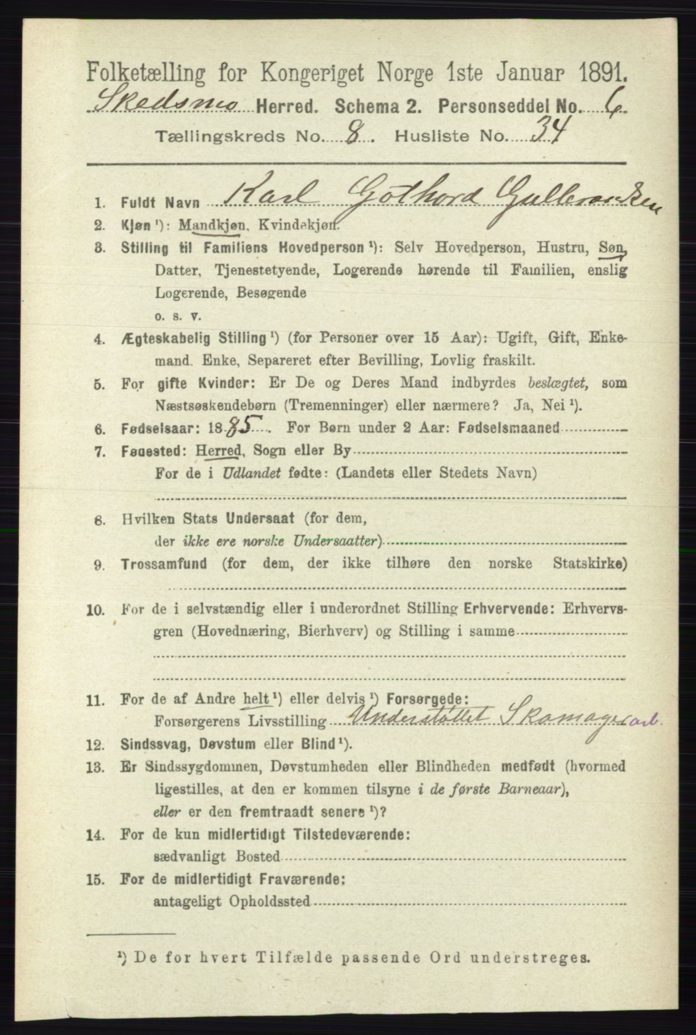RA, 1891 census for 0231 Skedsmo, 1891, p. 4322