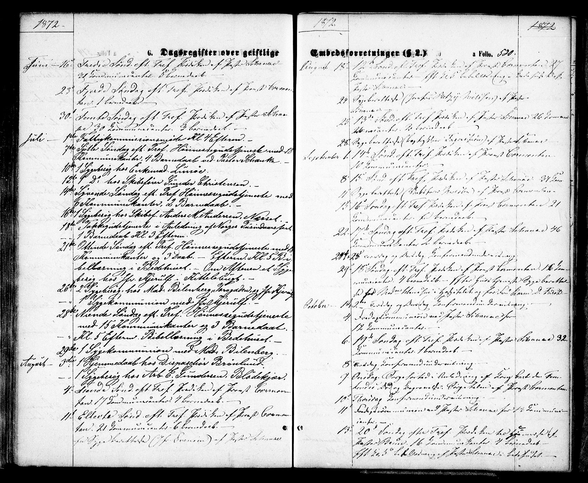 Arendal sokneprestkontor, Trefoldighet, SAK/1111-0040/F/Fa/L0007: Parish register (official) no. A 7, 1868-1878, p. 520