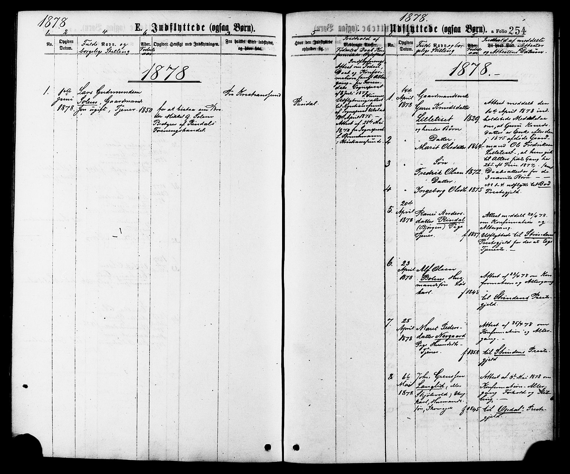 Ministerialprotokoller, klokkerbøker og fødselsregistre - Møre og Romsdal, AV/SAT-A-1454/598/L1068: Parish register (official) no. 598A02, 1872-1881, p. 254