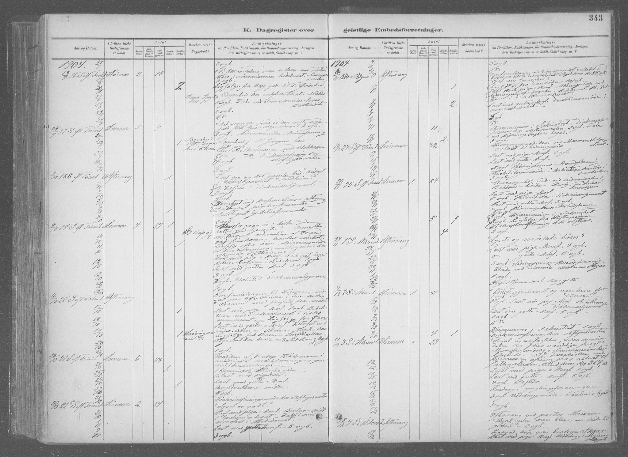 Ministerialprotokoller, klokkerbøker og fødselsregistre - Sør-Trøndelag, SAT/A-1456/601/L0064: Parish register (official) no. 601A31, 1891-1911, p. 343