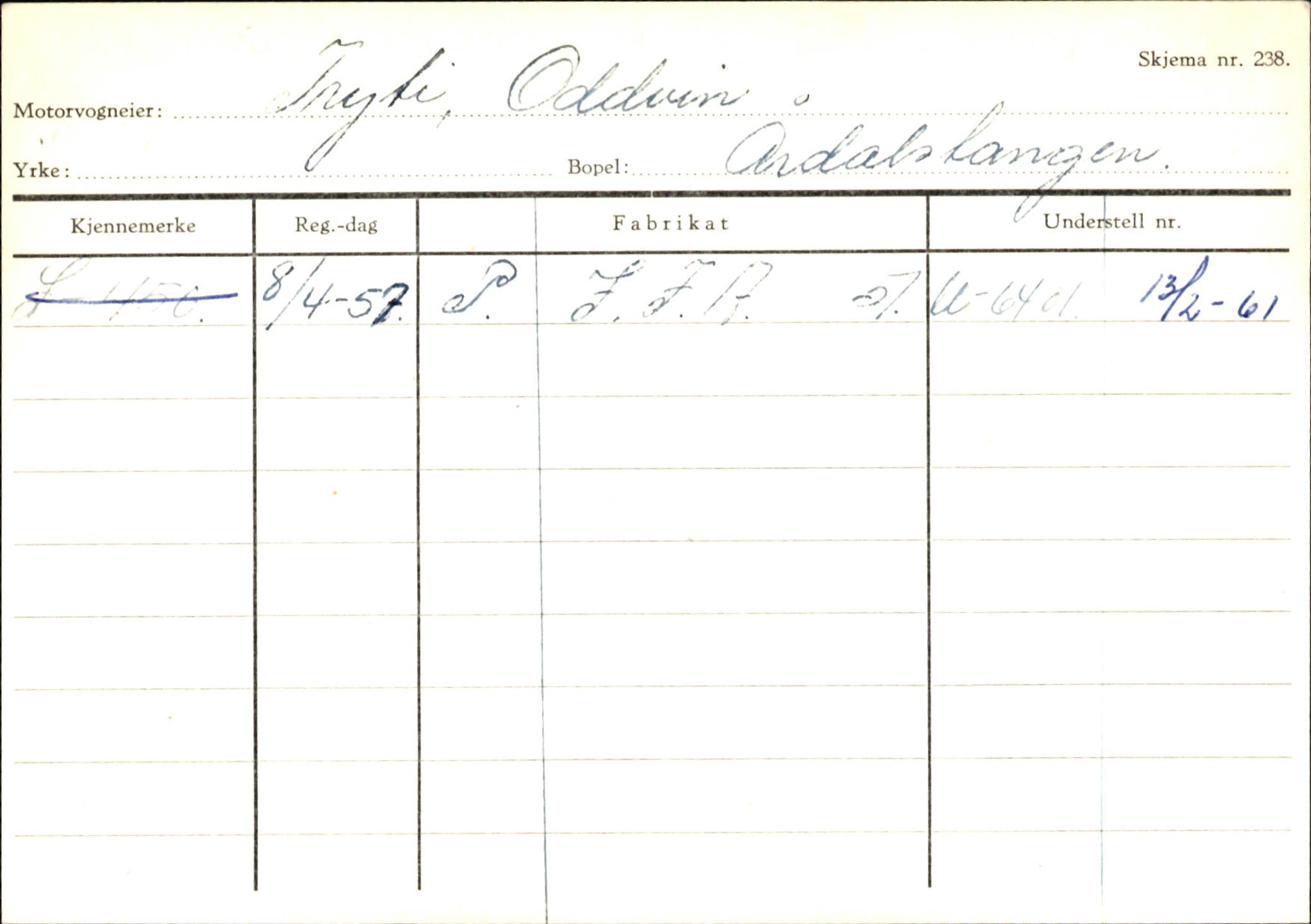 Statens vegvesen, Sogn og Fjordane vegkontor, AV/SAB-A-5301/4/F/L0146: Registerkort Årdal R-Å samt diverse kort, 1945-1975, p. 977