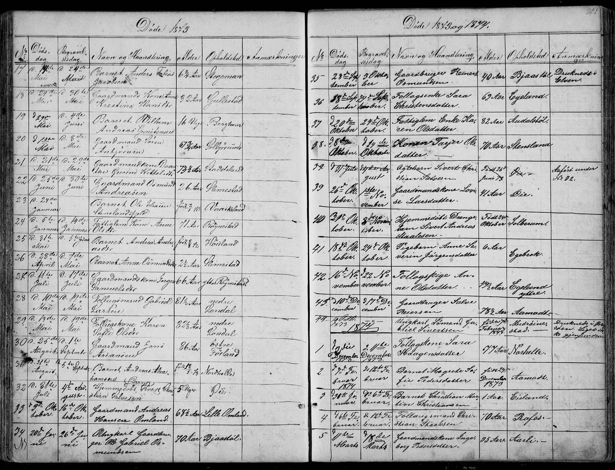 Kvinesdal sokneprestkontor, AV/SAK-1111-0026/F/Fb/Fbb/L0002: Parish register (copy) no. B 2, 1873-1897, p. 201