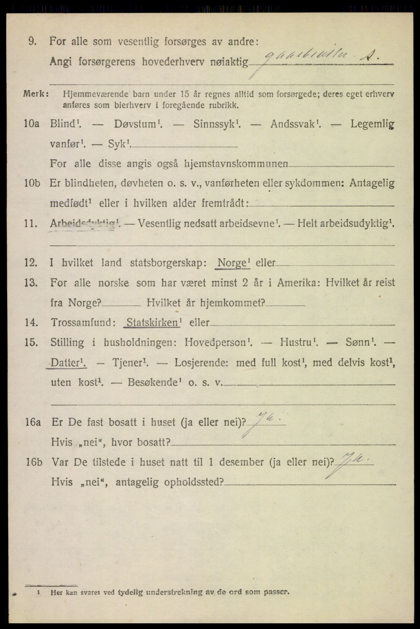 SAH, 1920 census for Lunner, 1920, p. 8988