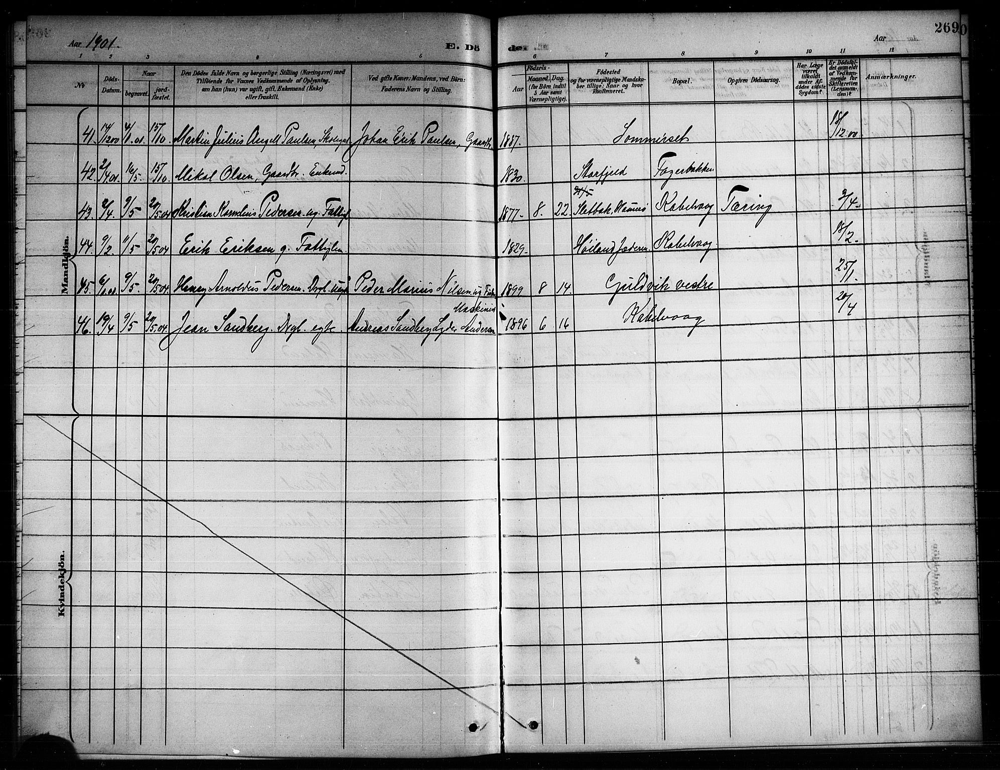 Ministerialprotokoller, klokkerbøker og fødselsregistre - Nordland, AV/SAT-A-1459/874/L1078: Parish register (copy) no. 874C07, 1900-1907, p. 269