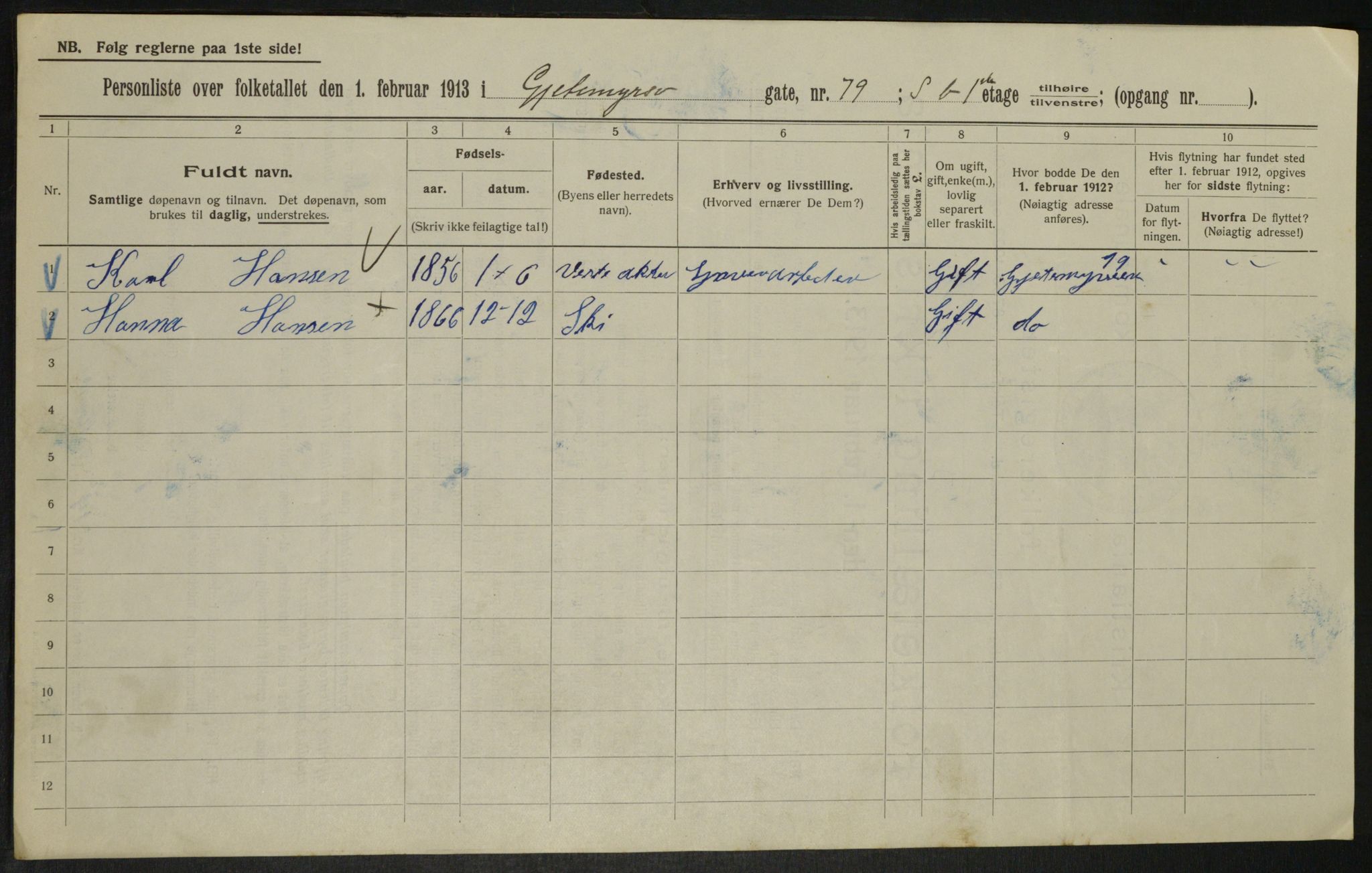 OBA, Municipal Census 1913 for Kristiania, 1913, p. 29169