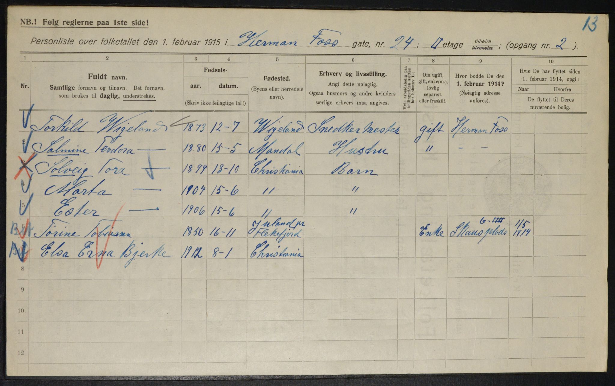 OBA, Municipal Census 1915 for Kristiania, 1915, p. 38644