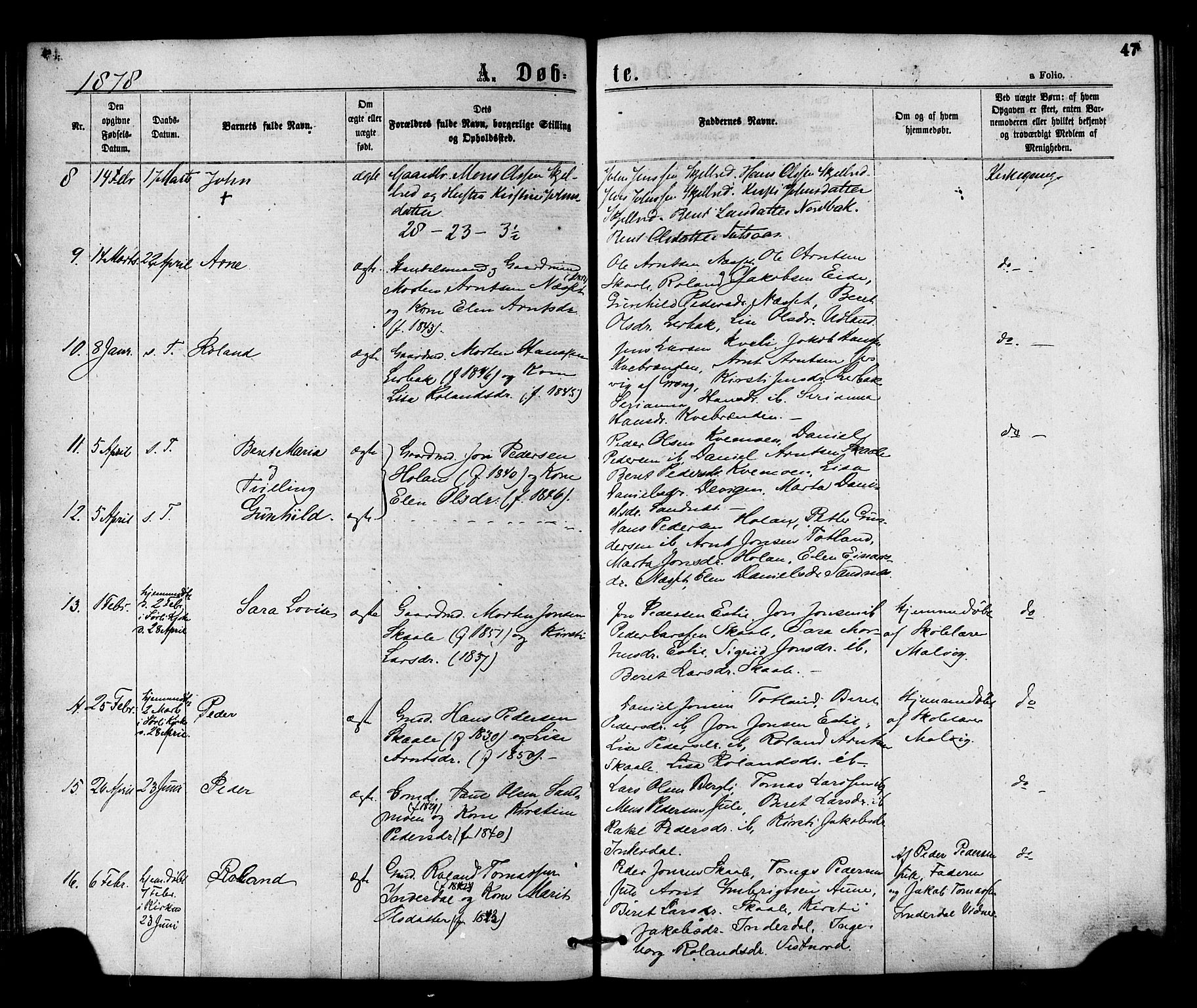 Ministerialprotokoller, klokkerbøker og fødselsregistre - Nord-Trøndelag, SAT/A-1458/755/L0493: Parish register (official) no. 755A02, 1865-1881, p. 47