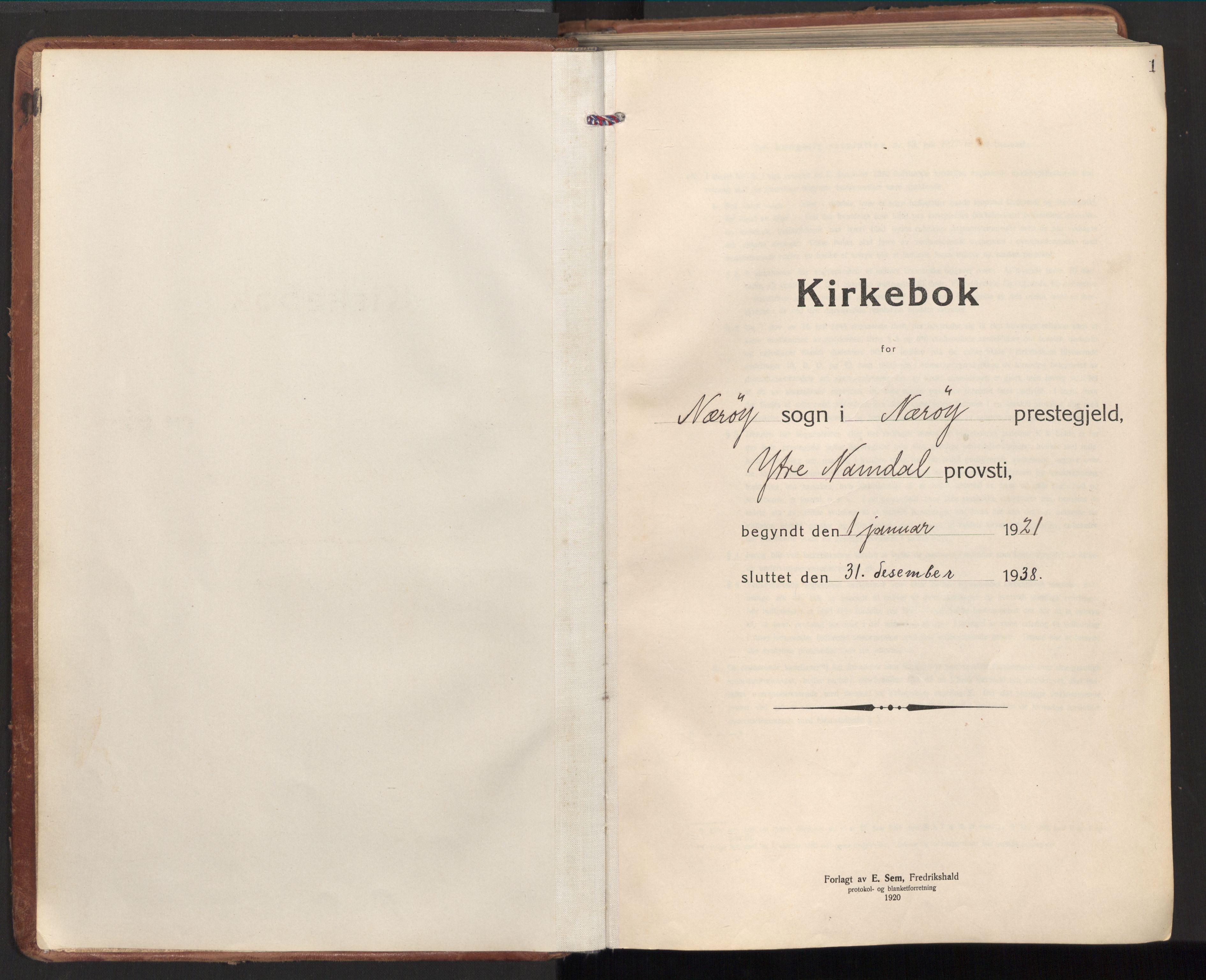 Ministerialprotokoller, klokkerbøker og fødselsregistre - Nord-Trøndelag, SAT/A-1458/784/L0678: Parish register (official) no. 784A13, 1921-1938, p. 1