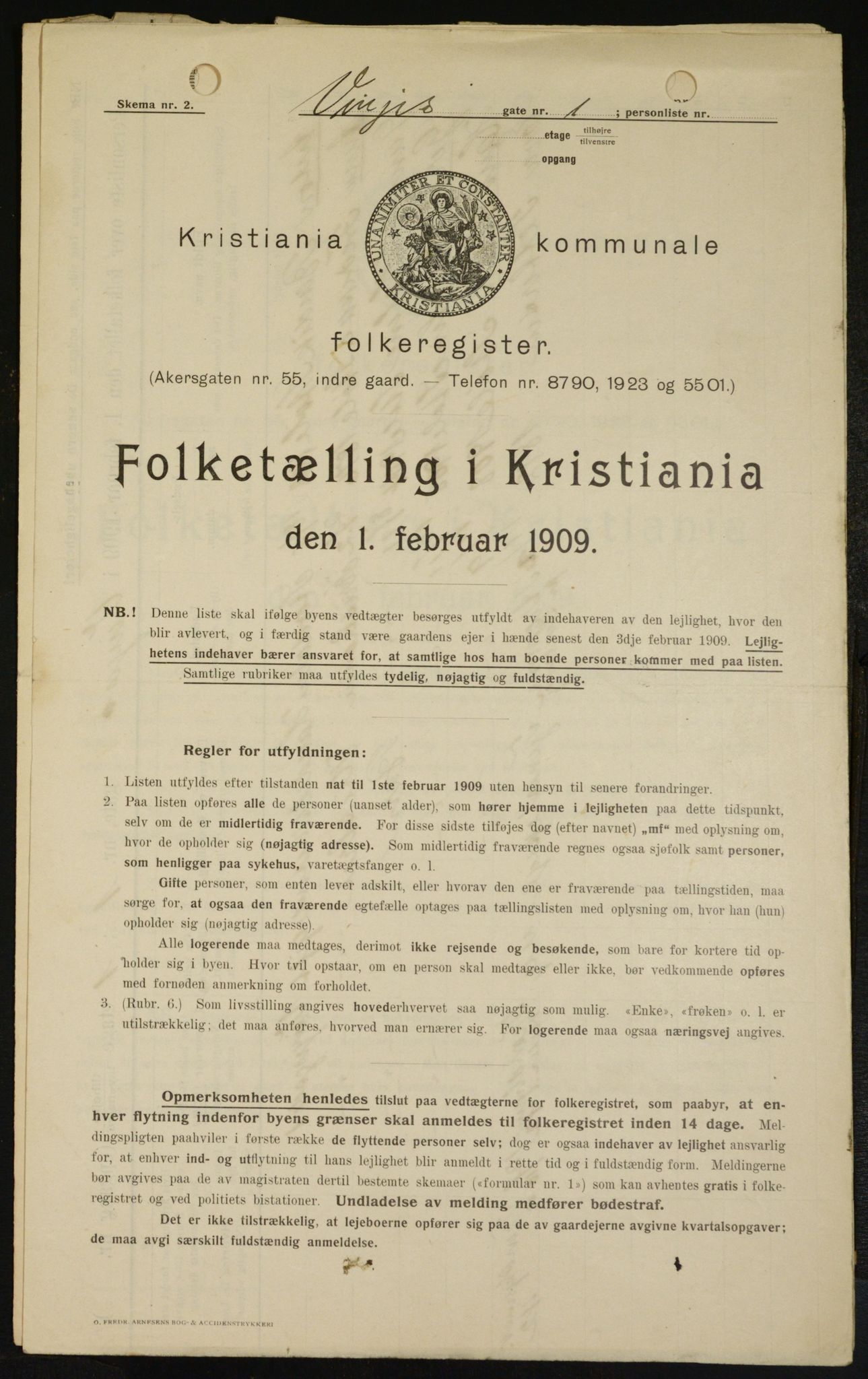 OBA, Municipal Census 1909 for Kristiania, 1909, p. 3106