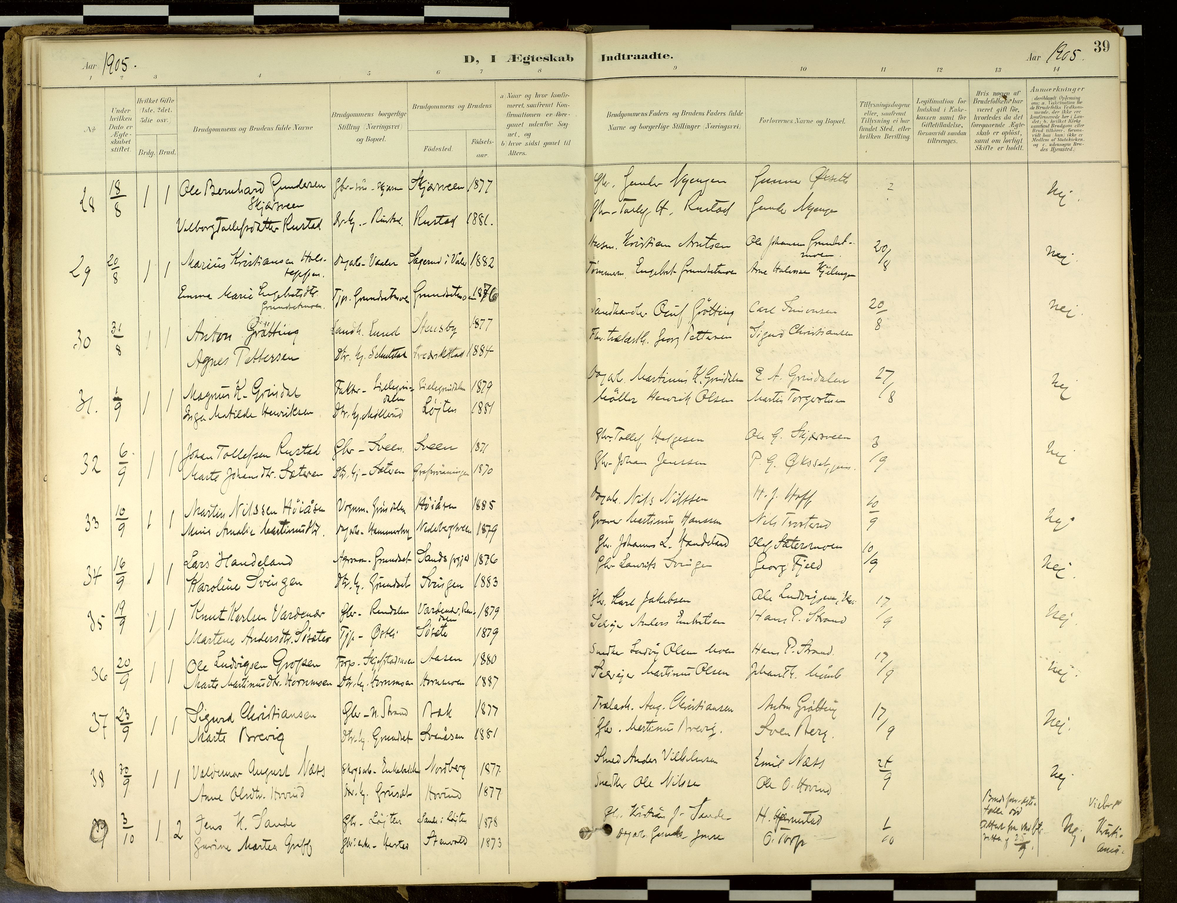 Elverum prestekontor, AV/SAH-PREST-044/H/Ha/Haa/L0018: Parish register (official) no. 18, 1894-1914, p. 39