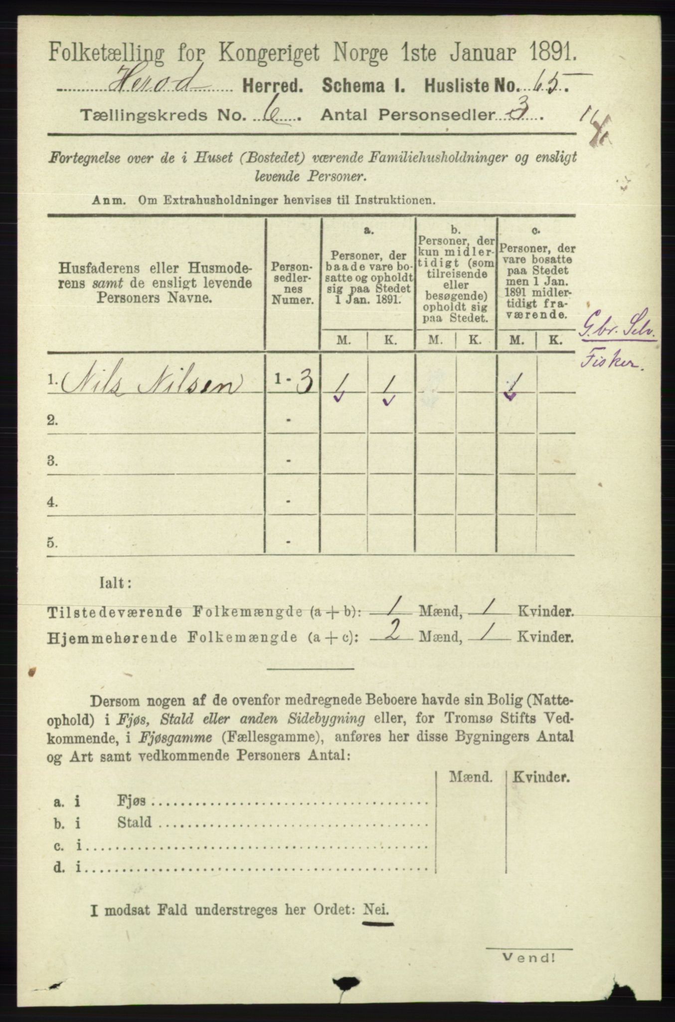 RA, 1891 census for 1039 Herad, 1891, p. 2298