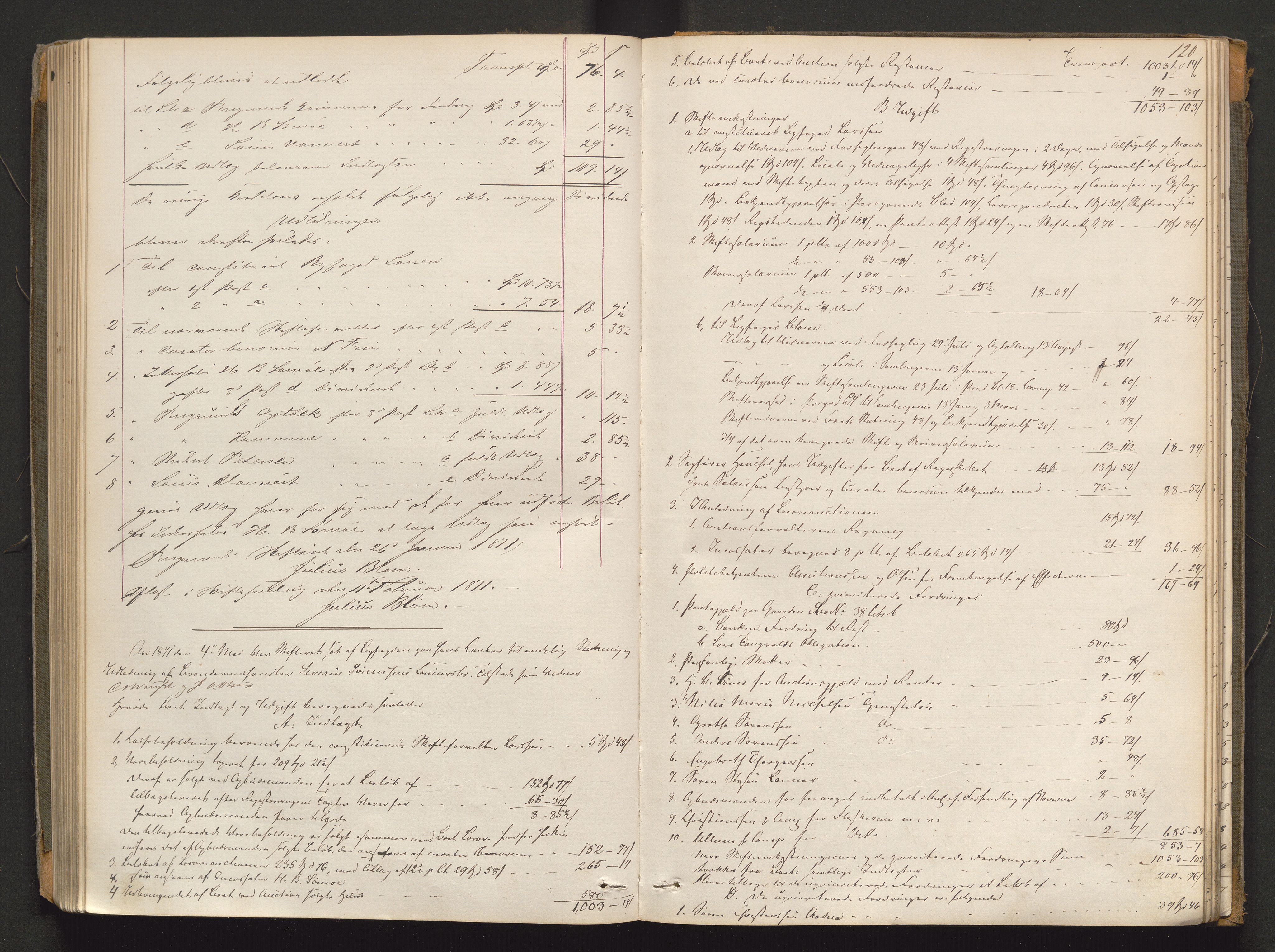 Porsgrunn byfogd, AV/SAKO-A-106/H/Hb/L0009: Skifteprotokoll - E., 1863-1881, p. 119b-120a