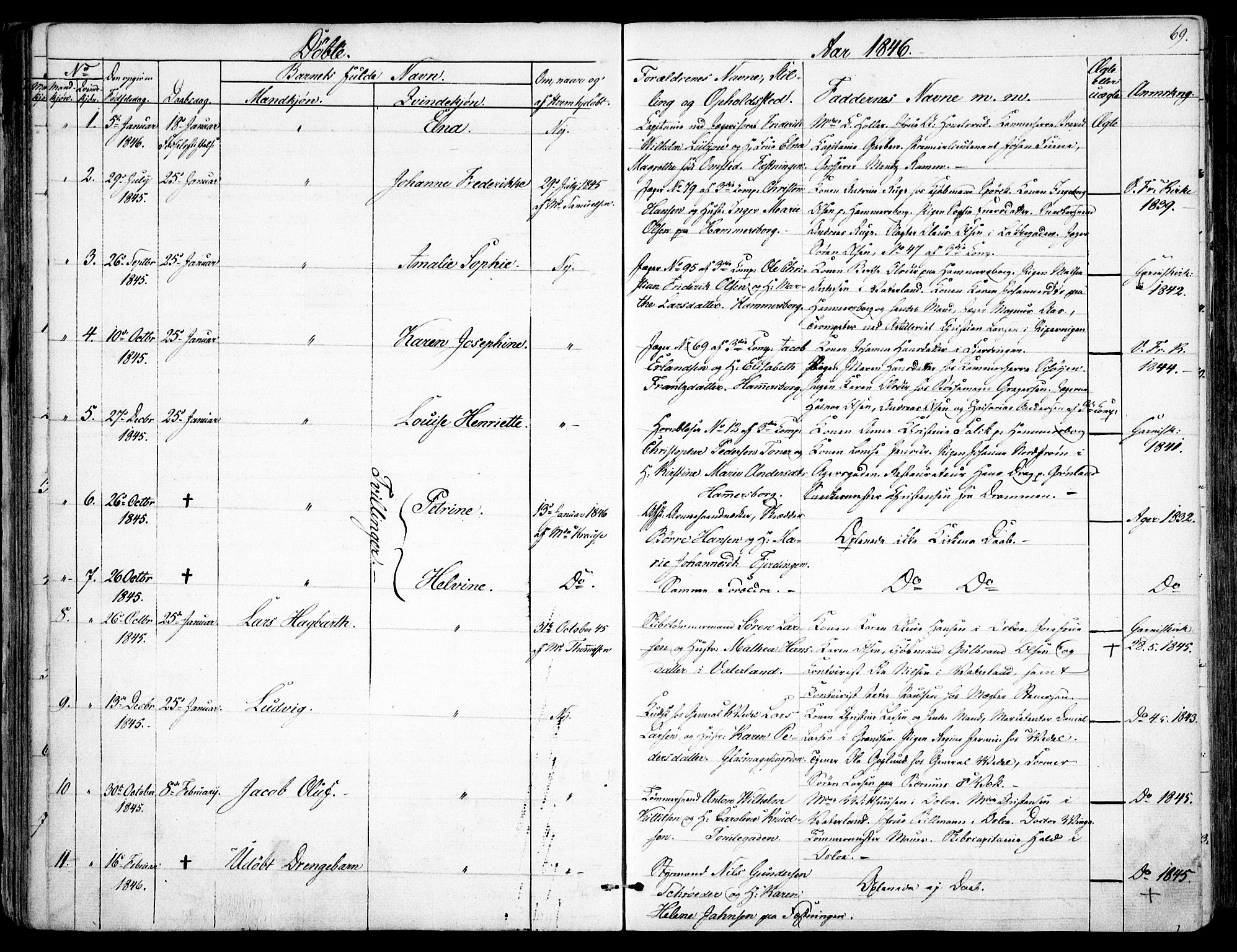 Garnisonsmenigheten Kirkebøker, AV/SAO-A-10846/F/Fa/L0008: Parish register (official) no. 8, 1842-1859, p. 69