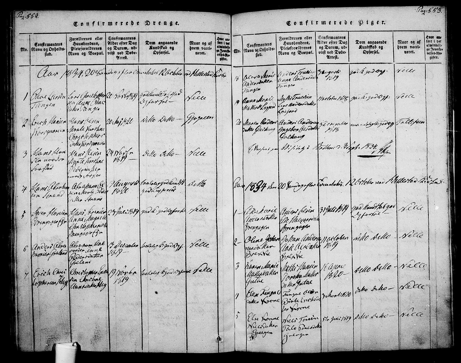 Botne kirkebøker, SAKO/A-340/F/Fa/L0005: Parish register (official) no. I 5, 1814-1836, p. 552-553
