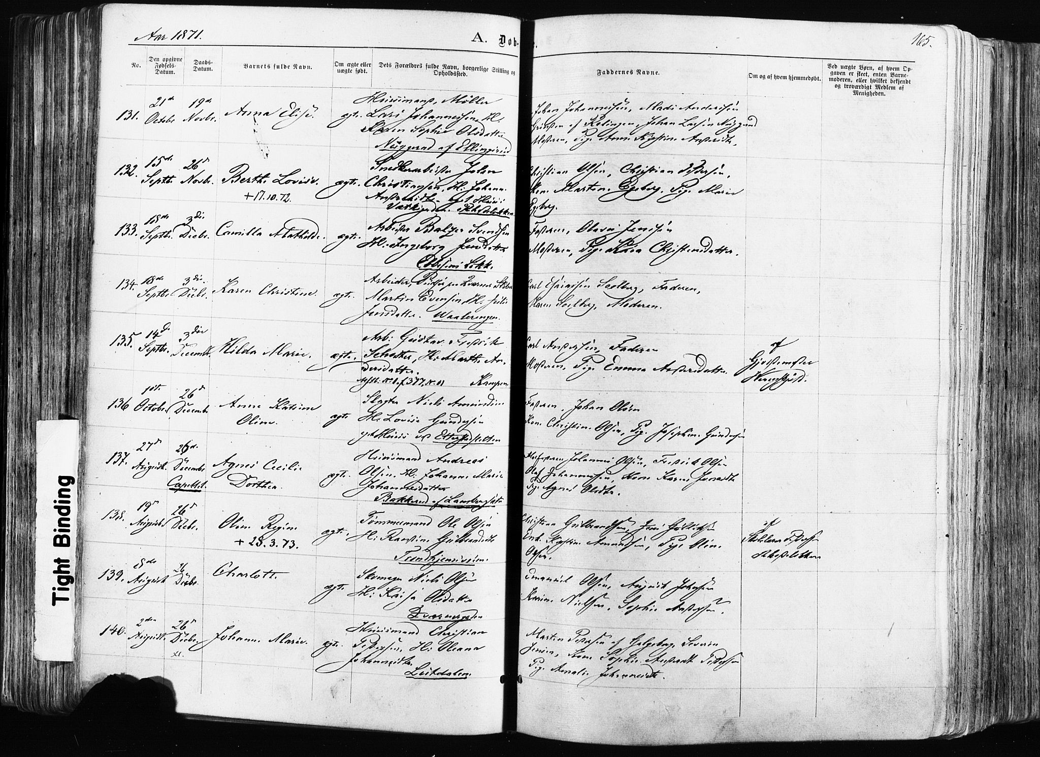 Østre Aker prestekontor Kirkebøker, AV/SAO-A-10840/F/Fa/L0003: Parish register (official) no. I 3, 1869-1875, p. 165