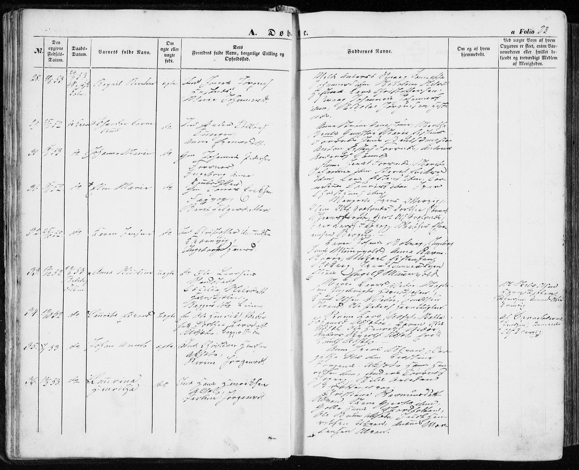 Ministerialprotokoller, klokkerbøker og fødselsregistre - Sør-Trøndelag, AV/SAT-A-1456/634/L0530: Parish register (official) no. 634A06, 1852-1860, p. 23