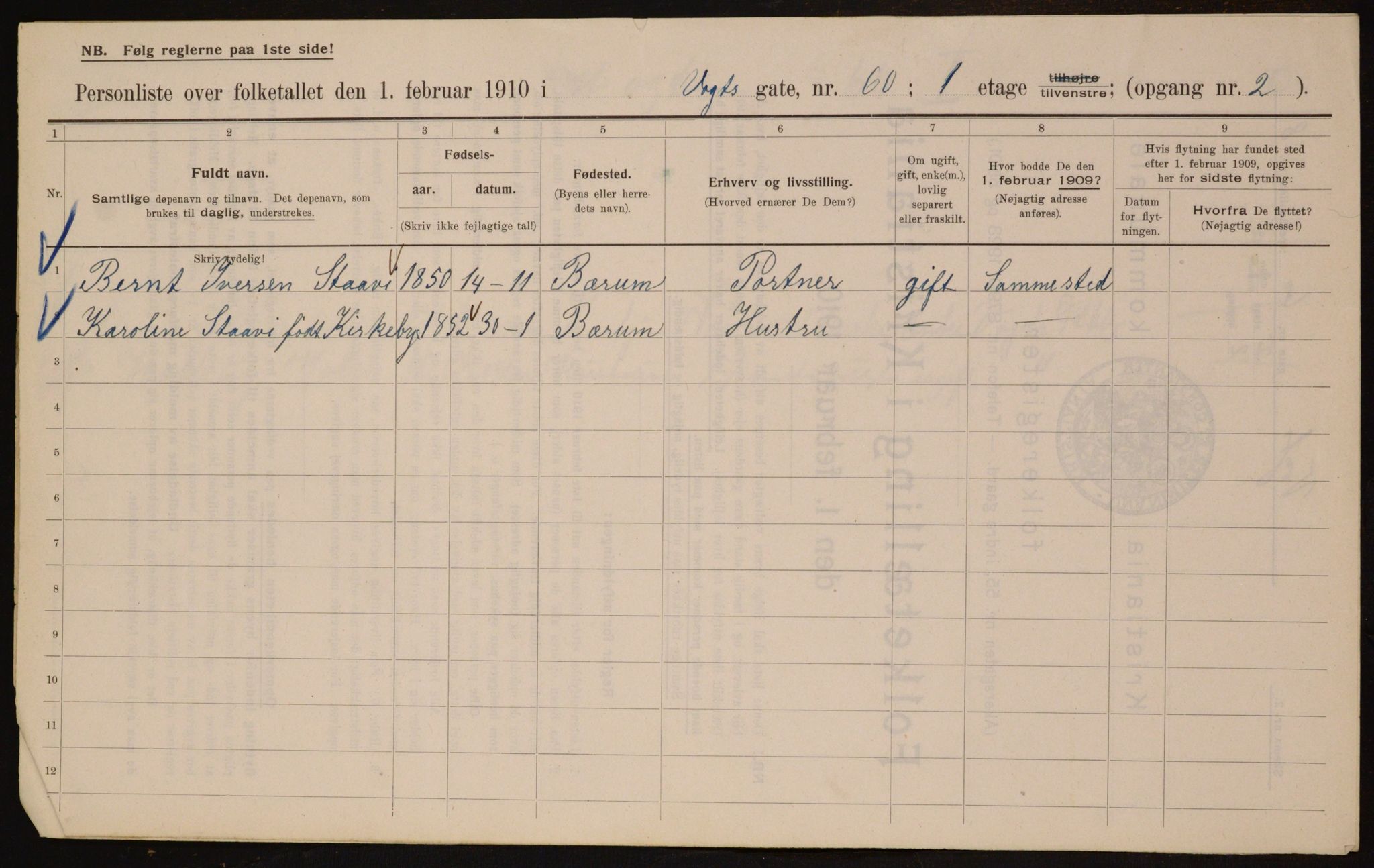 OBA, Municipal Census 1910 for Kristiania, 1910, p. 118874