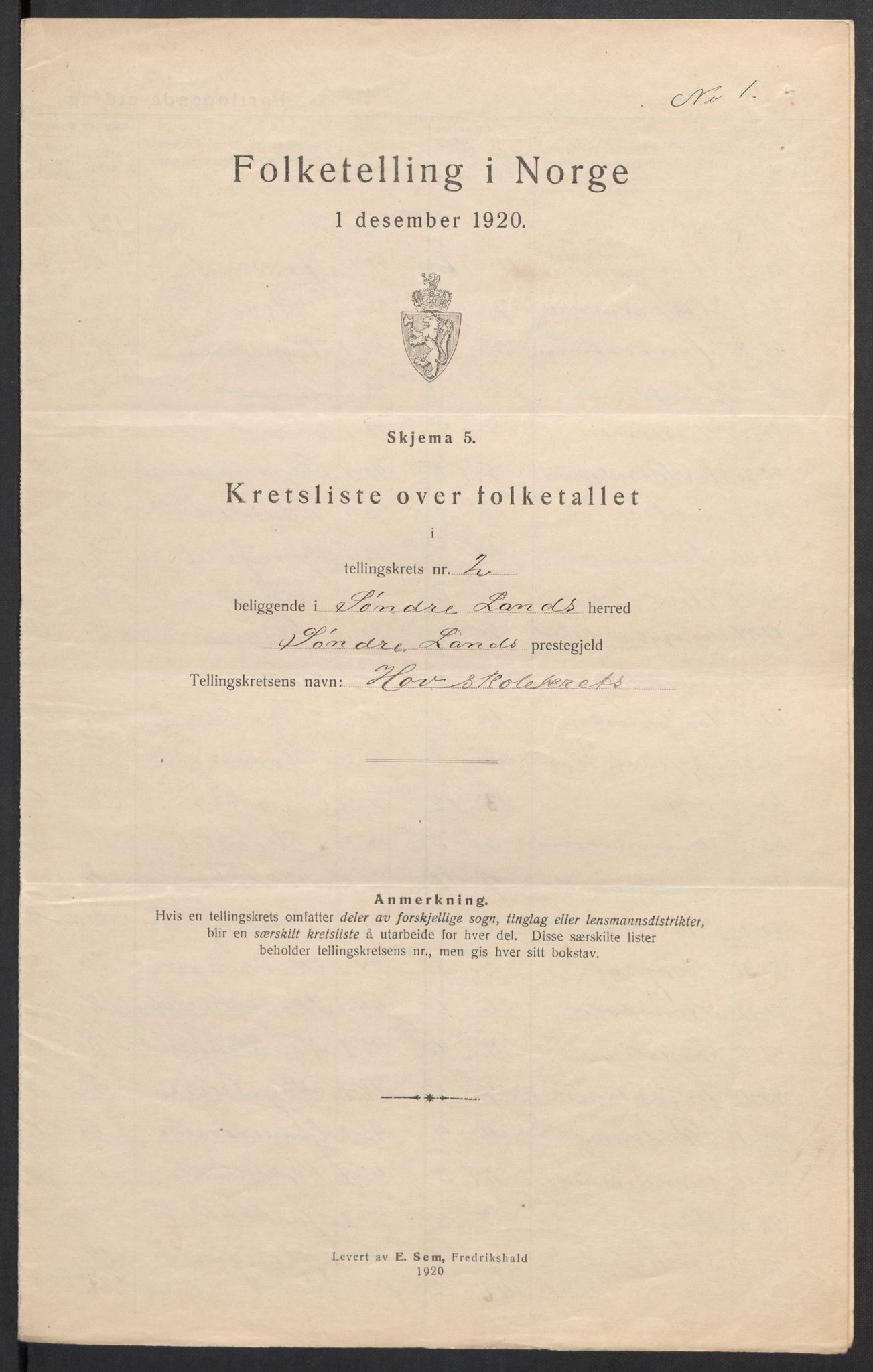 SAH, 1920 census for Søndre Land, 1920, p. 12