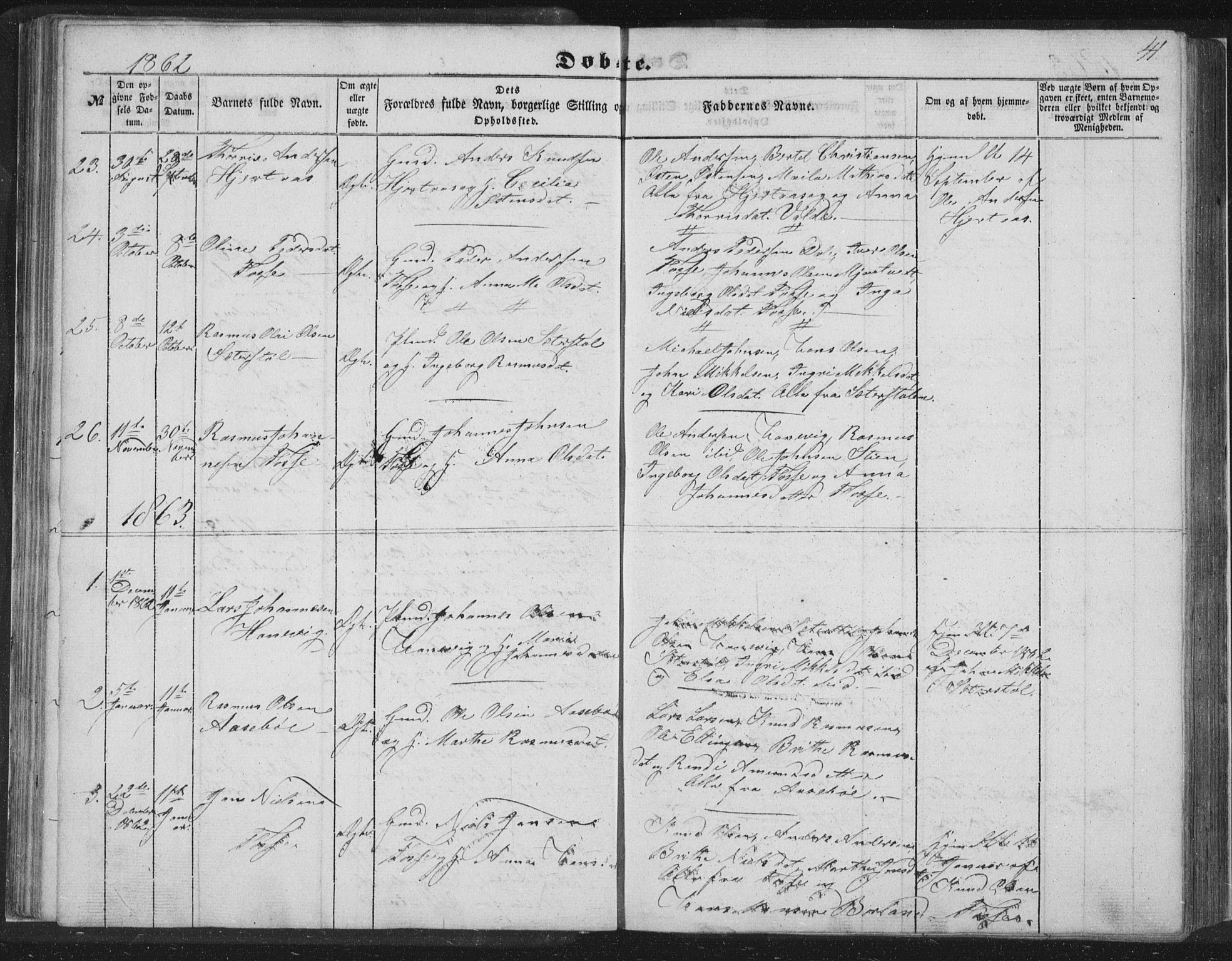 Alversund Sokneprestembete, SAB/A-73901/H/Ha/Hab: Parish register (copy) no. C 1, 1851-1866, p. 41
