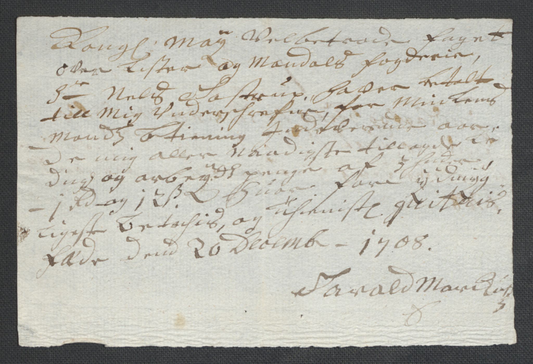 Rentekammeret inntil 1814, Reviderte regnskaper, Fogderegnskap, AV/RA-EA-4092/R43/L2552: Fogderegnskap Lista og Mandal, 1705-1709, p. 115